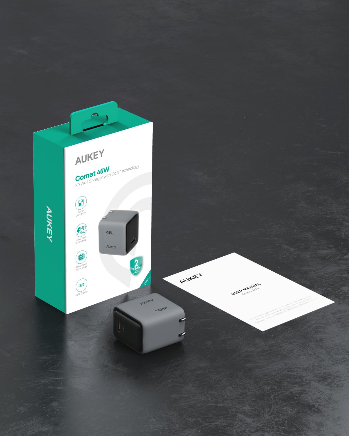 Wall Charger AUKEY PA-C2 Comet 45W Fast Charge PD with GaN Technology