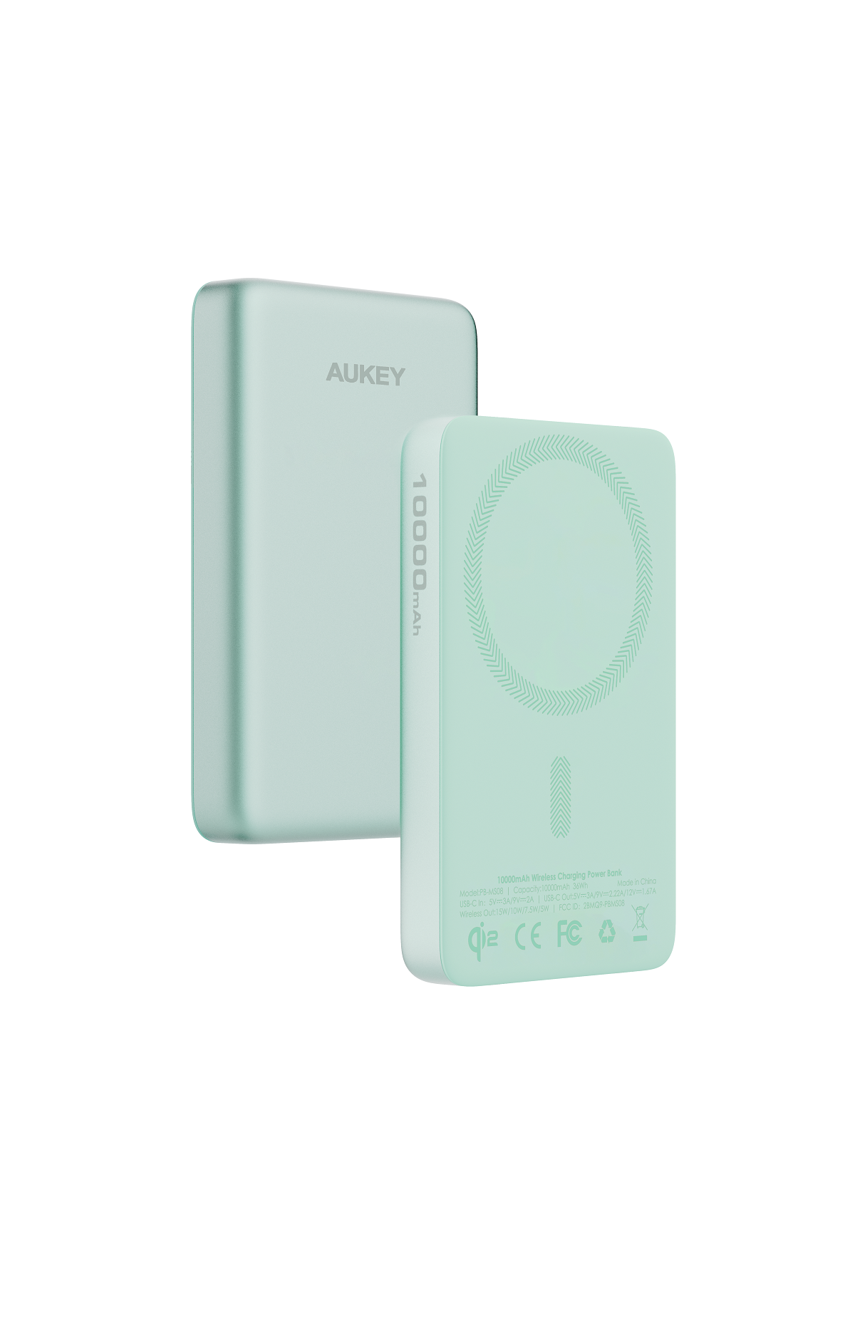AUKEY MagFusion M 10000mAh 20W Qi2 magnetic wireless charging power bank in green