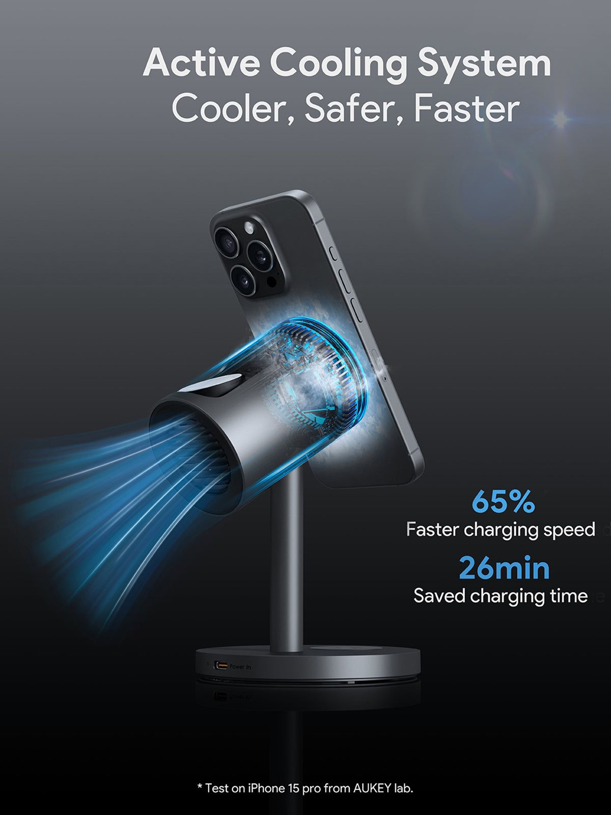 AUKEY LC-MC311A MagFusion 3 in 1 Wireless Charger Pro Qi2 Active Cooling Wireless Charging Station