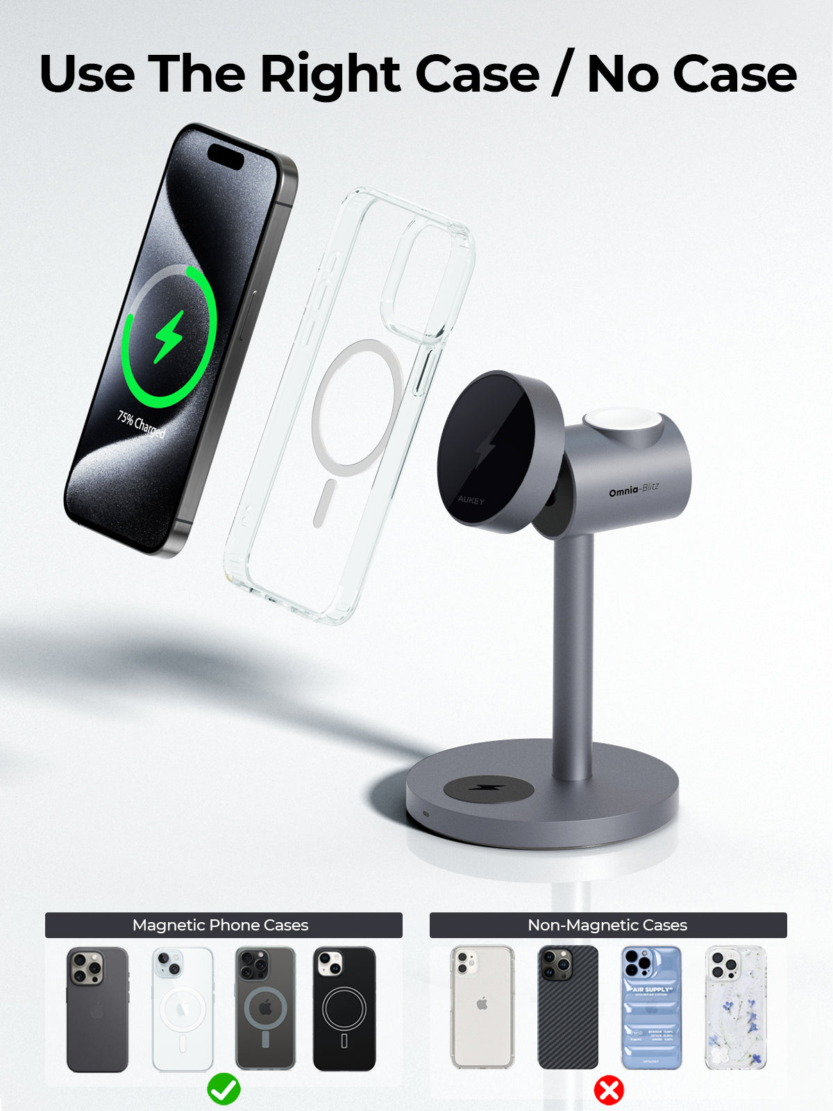 3 in 1 Wireless Charger AUKEY MagFusion Qi2 Wireless Charging Station