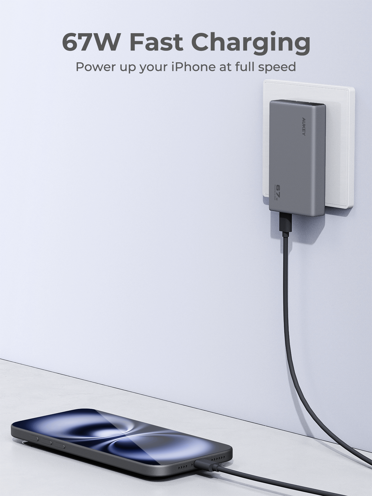 AUKEY PA-C4 Comet Slim 67W PD Wall Charger with GaN Technology