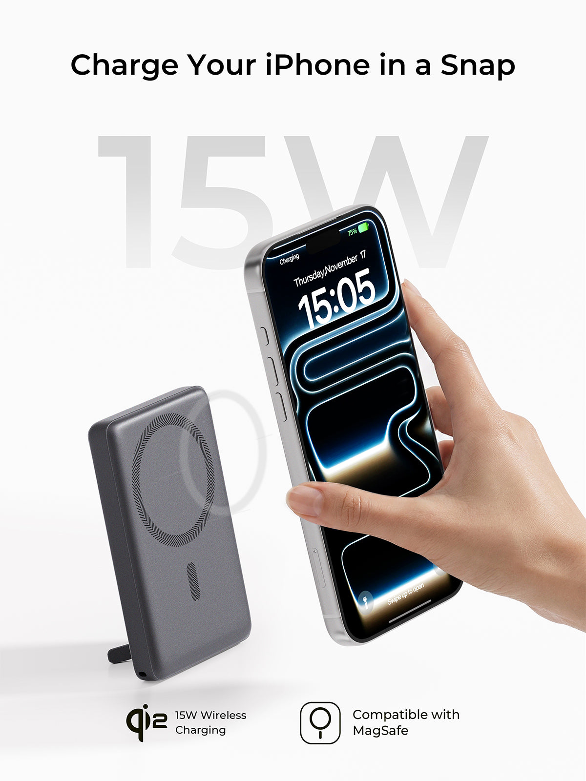 AUKEY MagFusion Vista 10000 Qi2 Magnetic Wireless Charging Power Bank PB-MS16