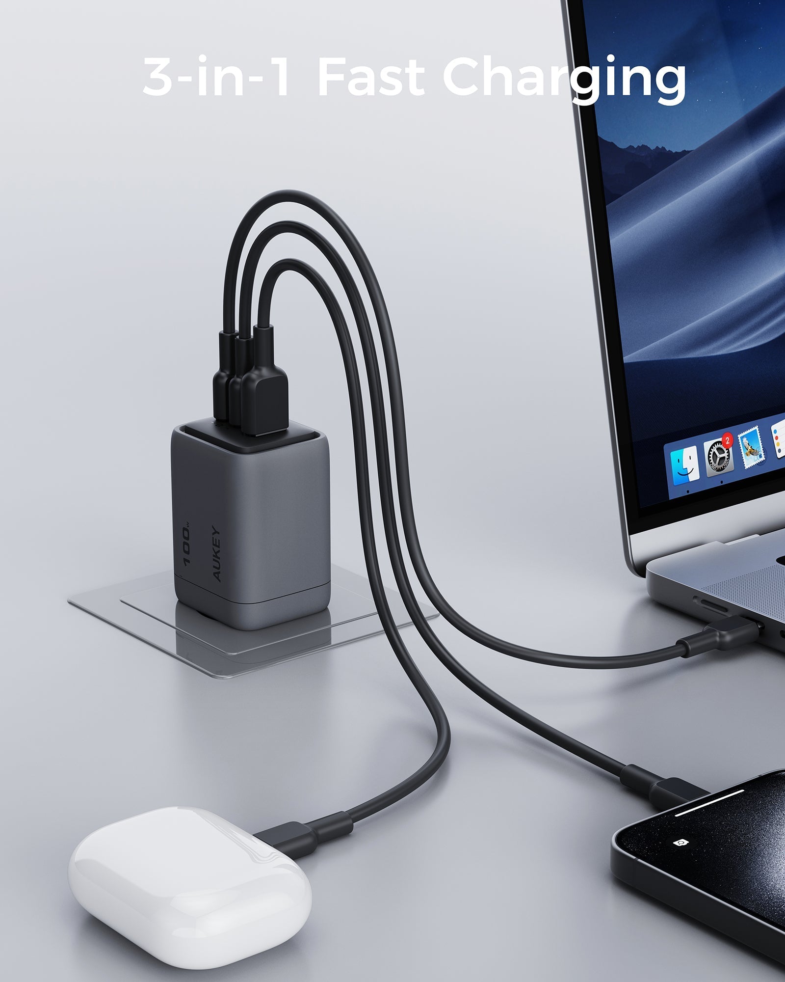 AUKEY Comet Mix 3 100W PD Wall Charger with GaN Technology PA-C5