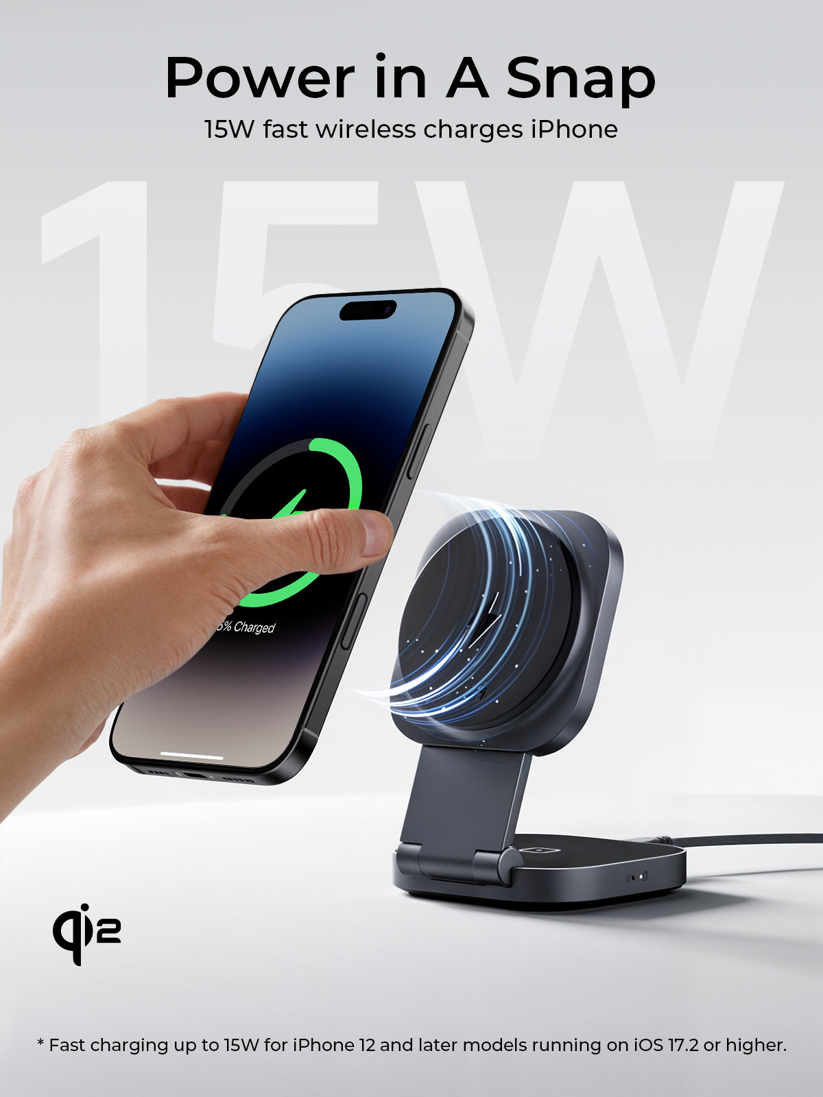 AUKEY MagFusion L Qi2 2-in-1 Foldable Magnetic Fast Wireless Charging Station LC-MC211