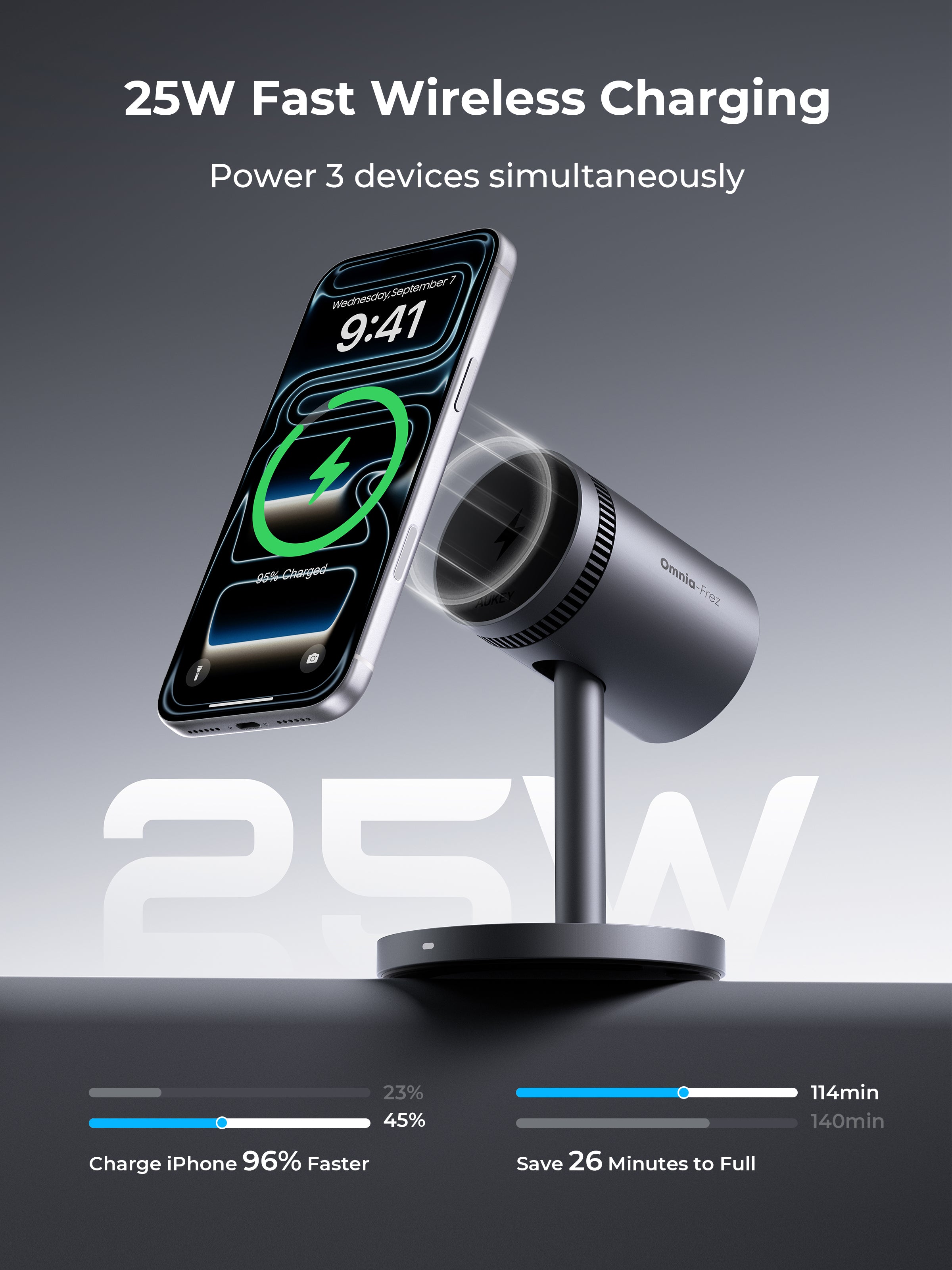 AUKEY MagFusion 3-in-1 Pro Plus Magnetic Wireless Charger with Active Cooling System LC-MC311AP