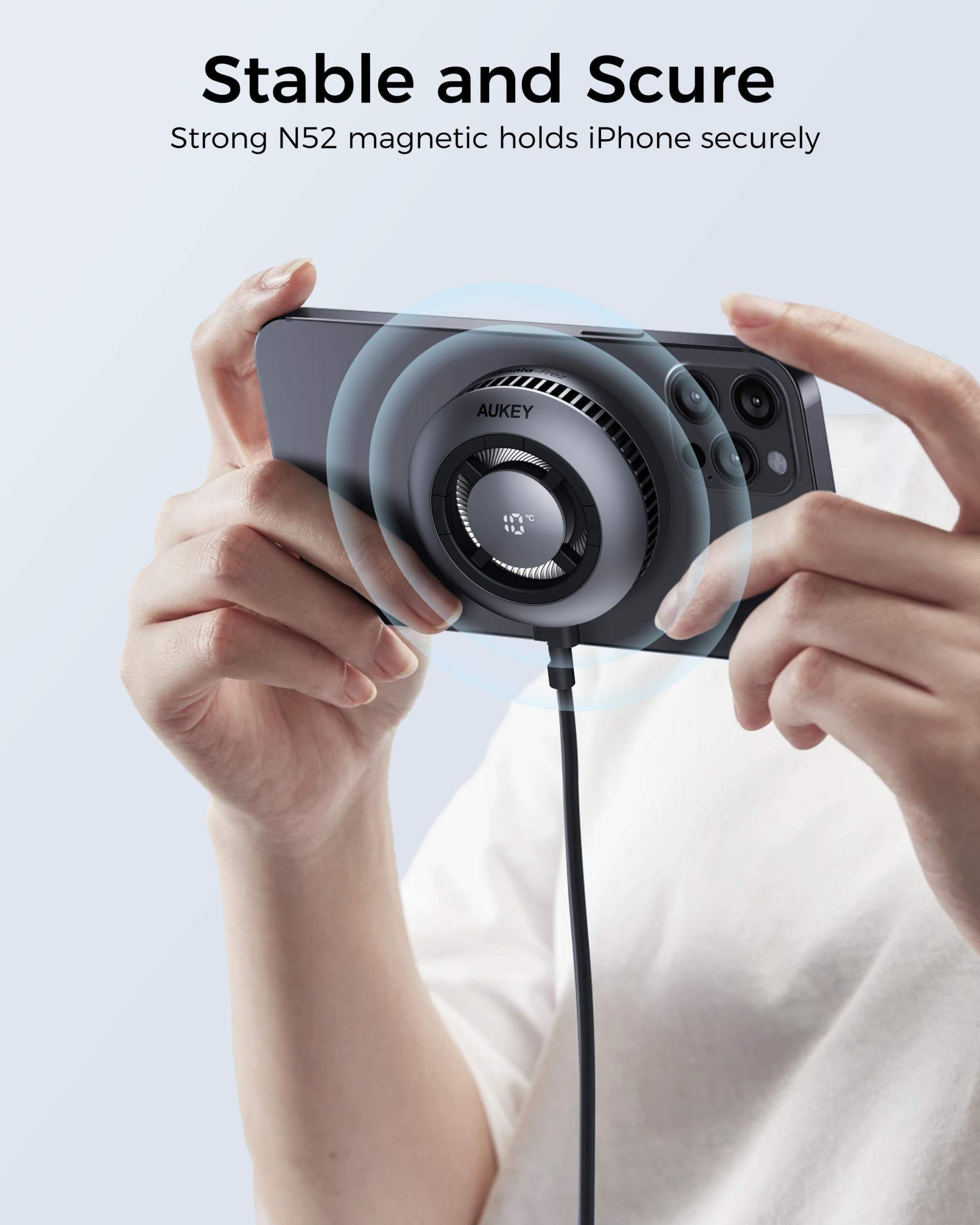 AUKEY MagFusion GameFrost Qi2 Active Cooling Wireless Charging Pad LC-G10