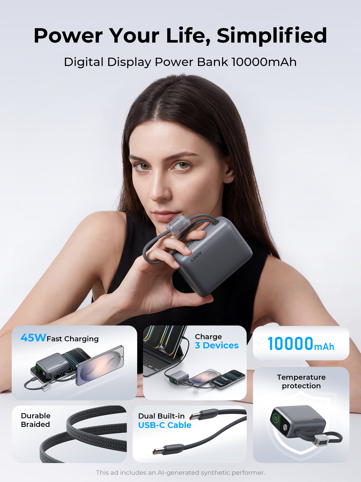 AUKEY Swivel Det-Duo 10000 Fast Charging Power Bank PB-Y65