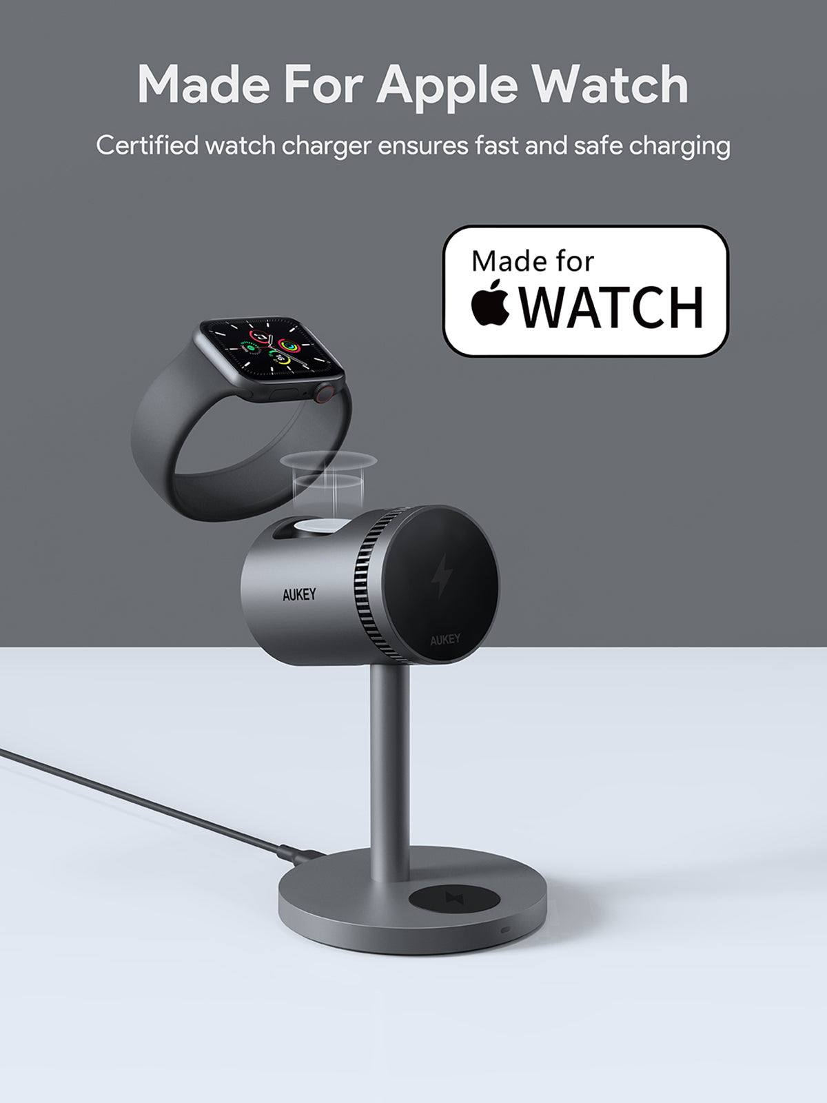 AUKEY LC-MC311A MagFusion 3 in 1 Wireless Charger Pro Qi2 Active Cooling Wireless Charging Station