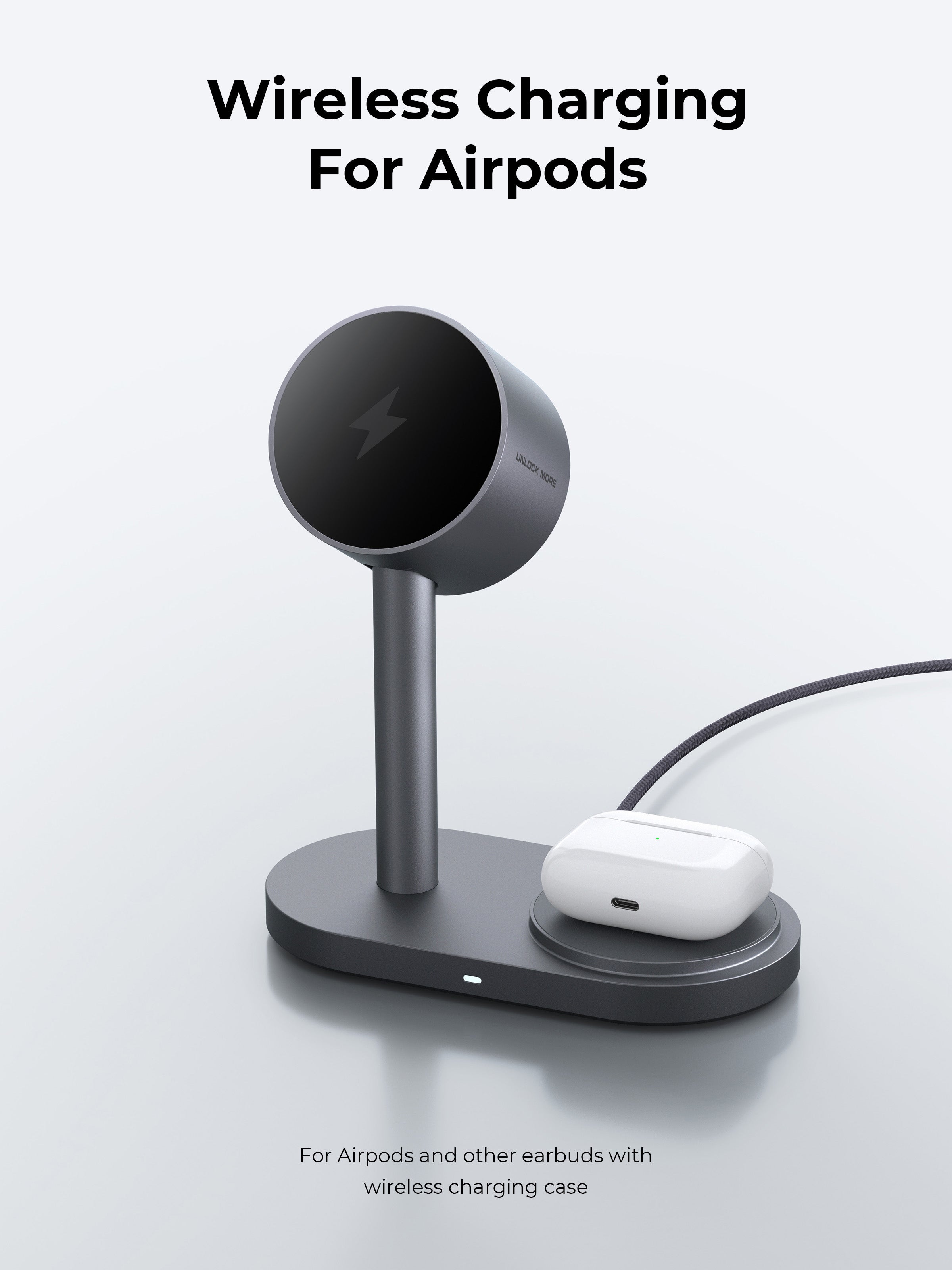 AUKEY LC-MC213 2-in-1 magnetic wireless charging station for Airpods and earbuds