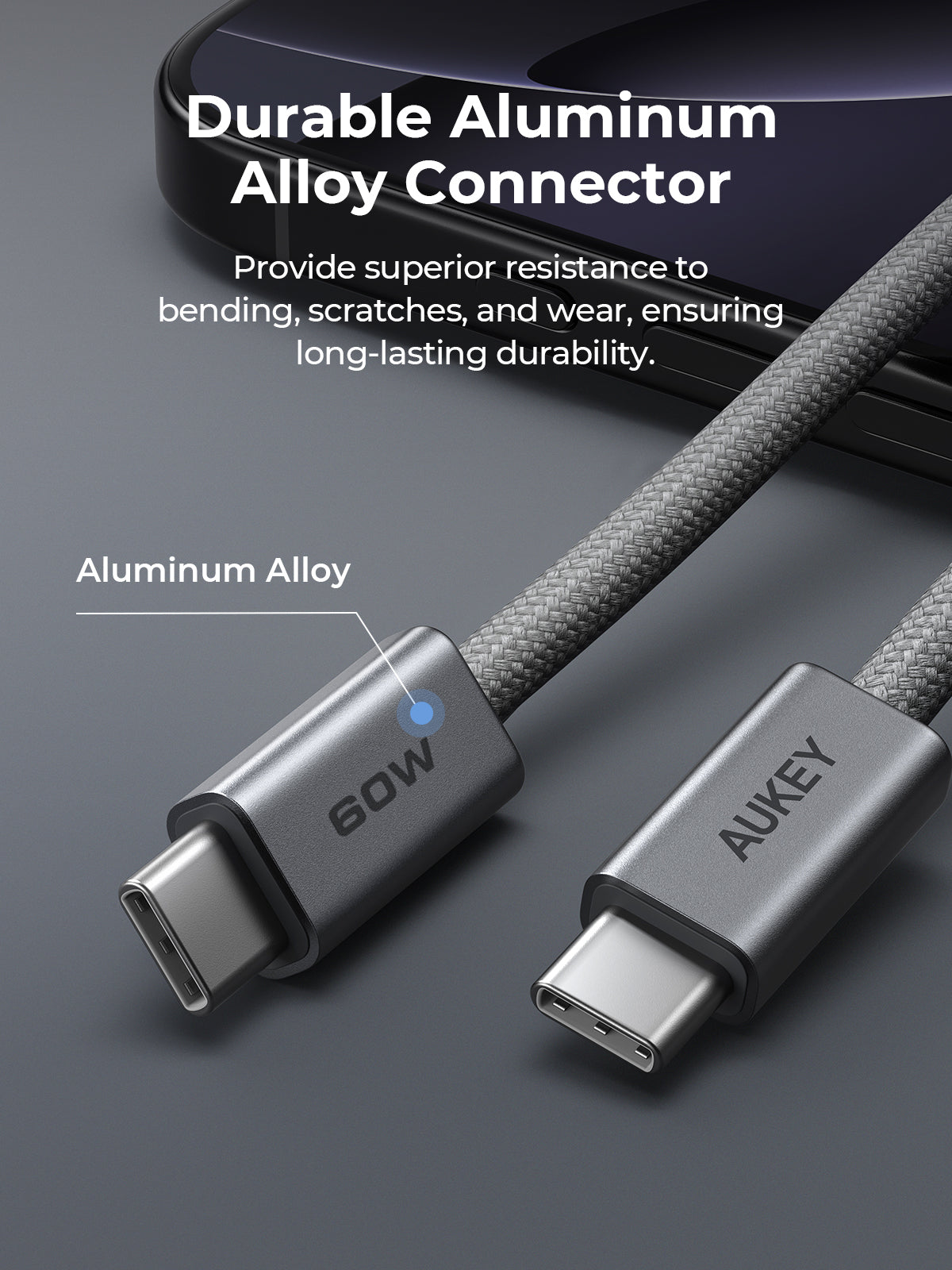 AUKEY CB-DCC061 Circlet Blink 60W 1m DTY Braided USB-C to USB-C Cable