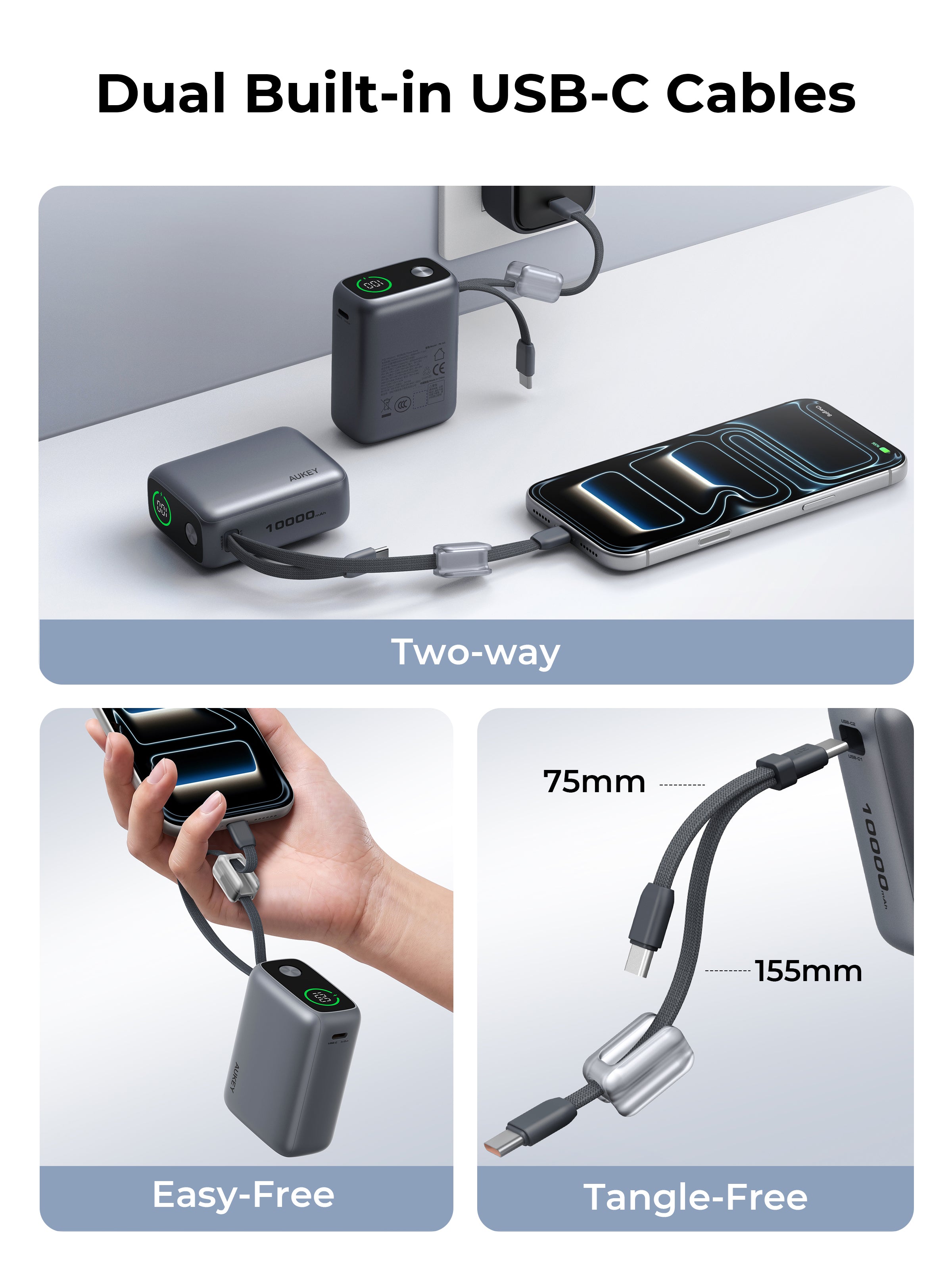 AUKEY Swivel Det-Duo 10000 Fast Charging Power Bank PB-Y65