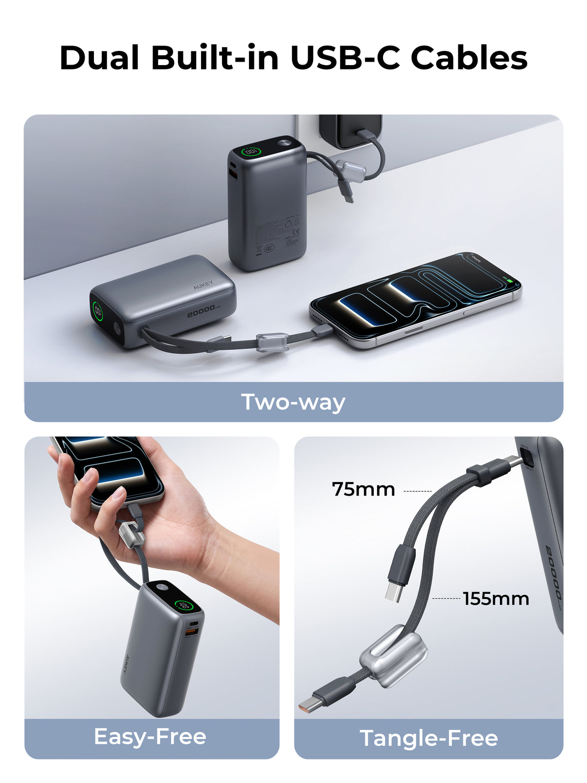 AUKEY Swivel Det-Duo 20000 Fast Charging Power Bank PB-Y66