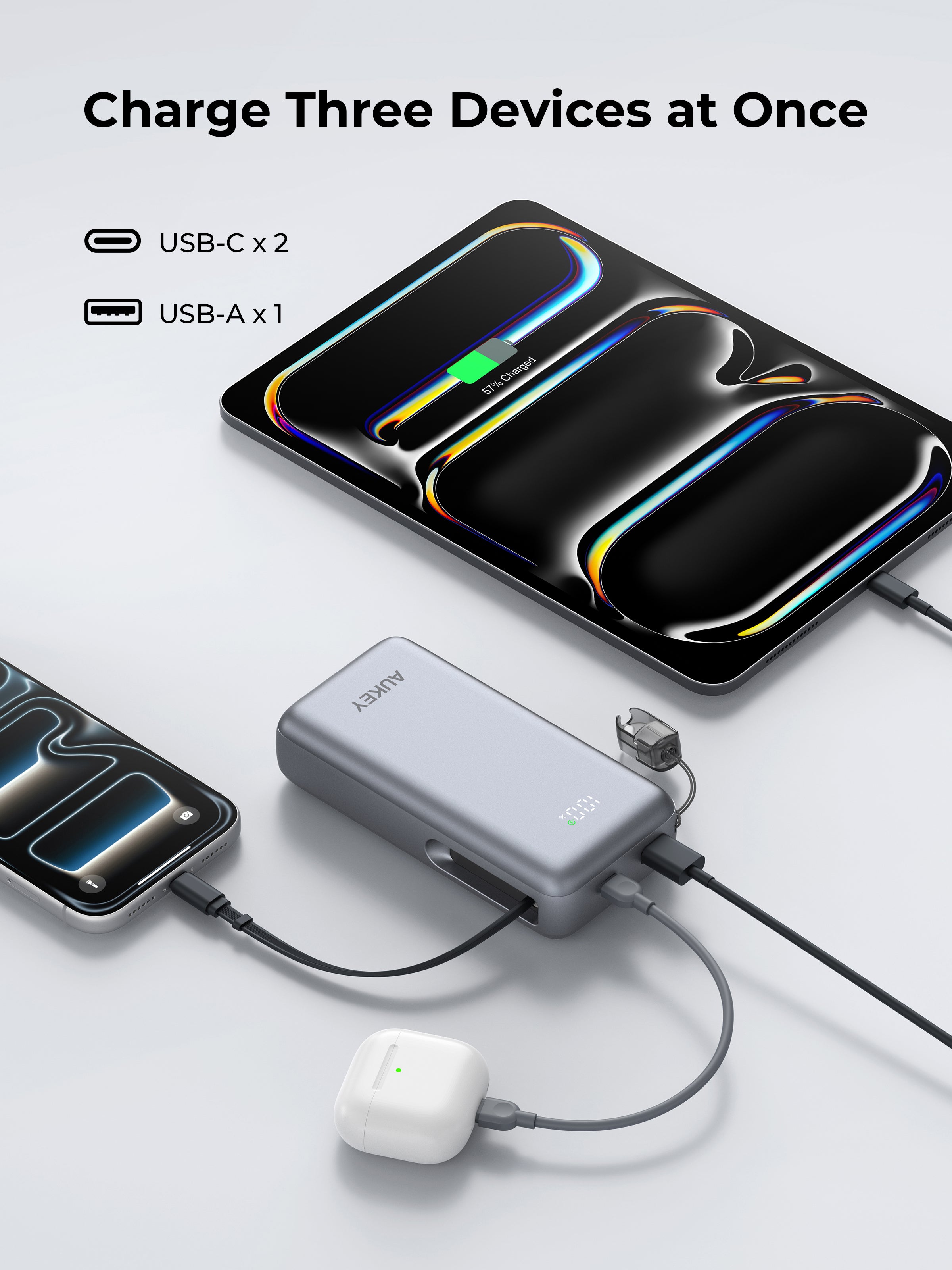 AUKEY Swivel Det 20000 Fast Charging Power Bank with Detachable Cable PB-Y94