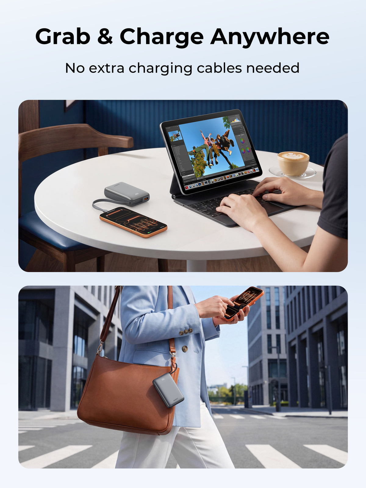 AUKEY Spark Sling 10000 LFP Power Bank with Built-in USB-C Cable PB-Y68
