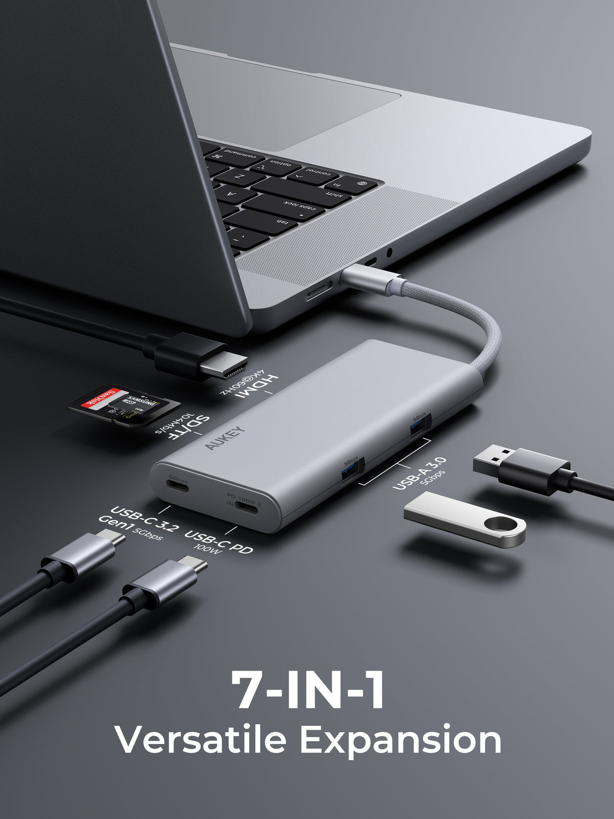 AUKEY UH-CUH07 OfficeDok 7-in-1 USB Hub Adapter