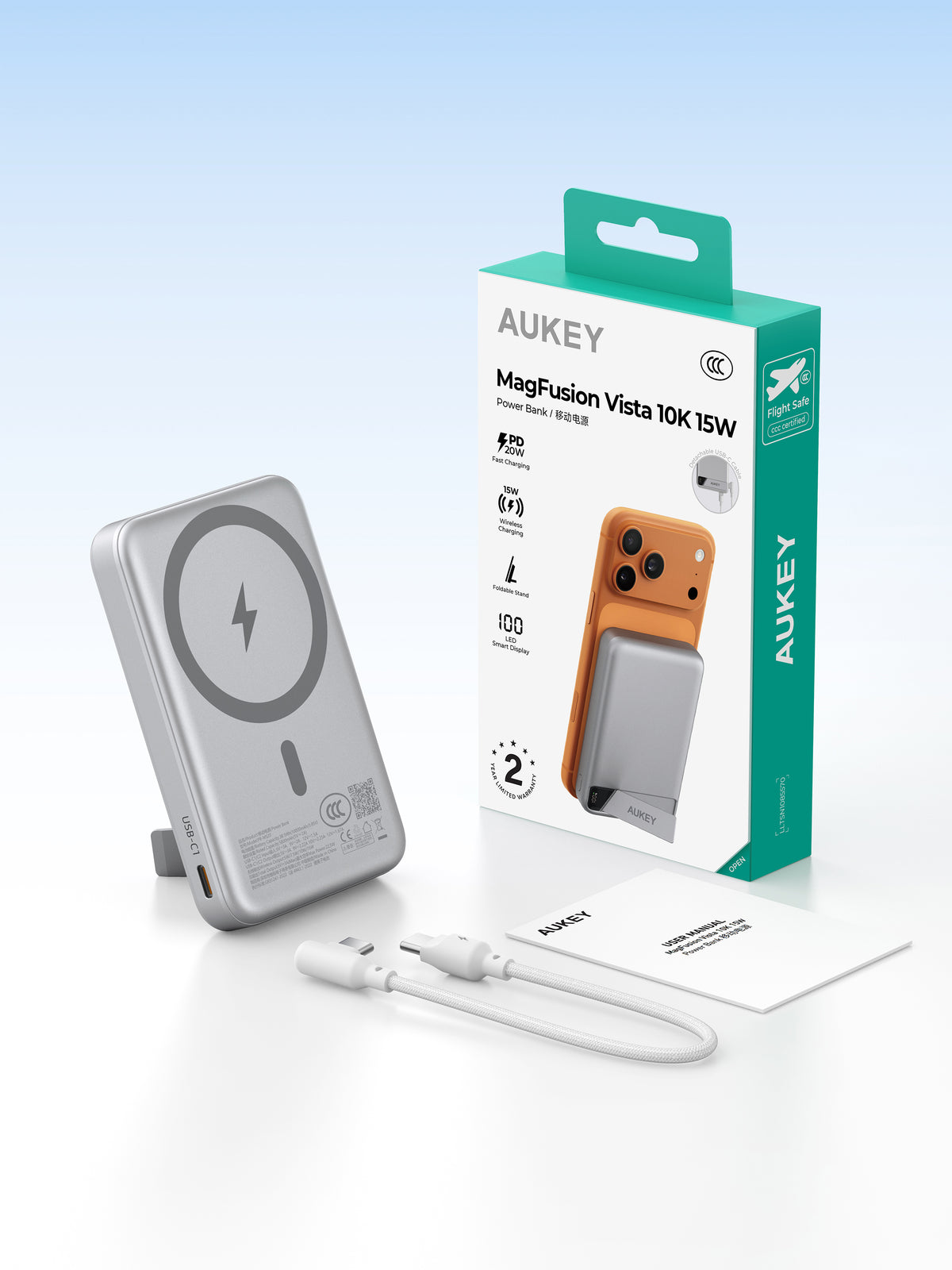 AUKEY MagFusion Vista 10000 Magnetic Wireless Charging Power Bank PB-MS20