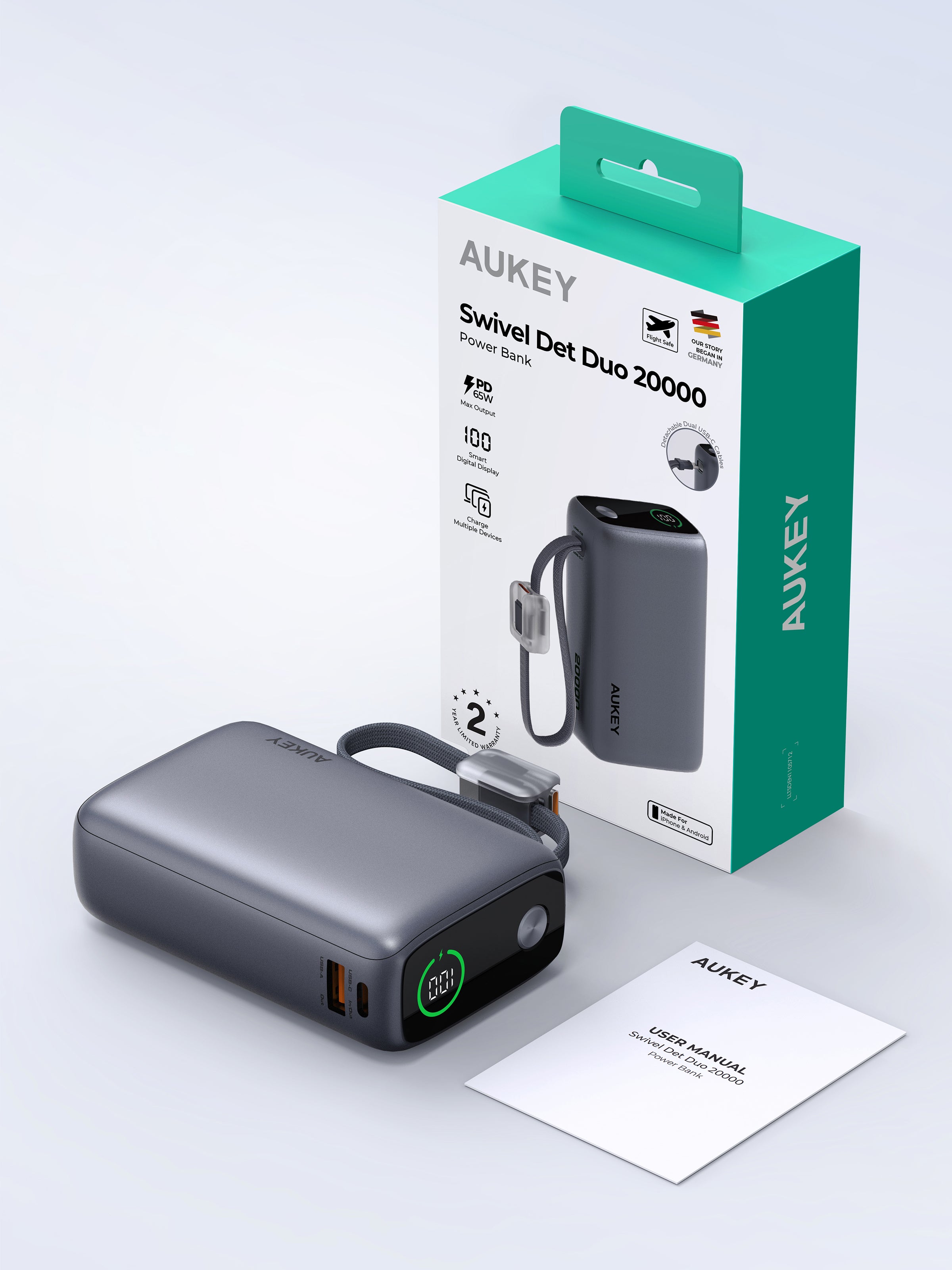 AUKEY Swivel Det-Duo 20000 Fast Charging Power Bank PB-Y66