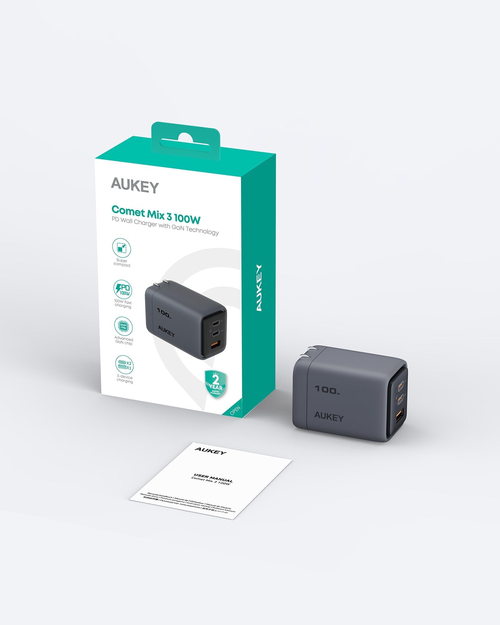 AUKEY Comet Mix 3 100W PD Wall Charger with GaN Technology PA-C5