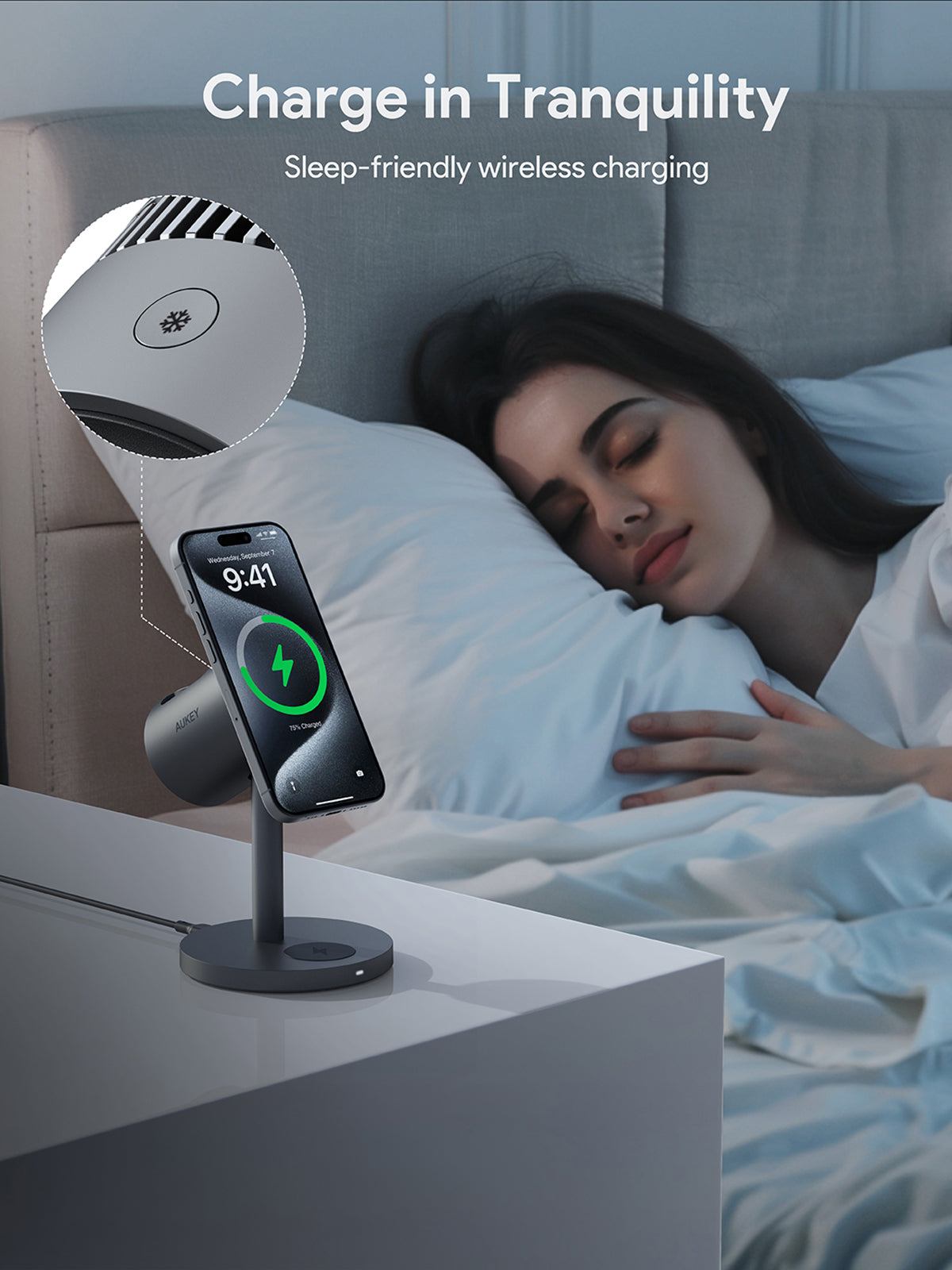 AUKEY LC-MC311A MagFusion 3 in 1 Wireless Charger Pro Qi2 Active Cooling Wireless Charging Station