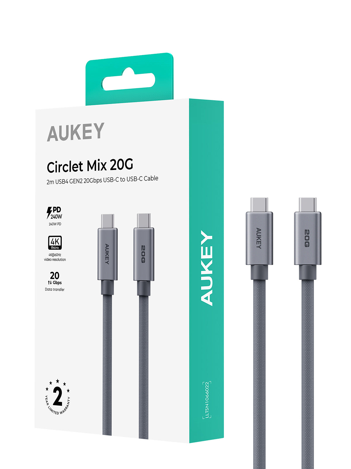 AUKEY CB-DCC321 USB-C to USB-C Cable (240W / 20Gbp / 4K 60Hz)