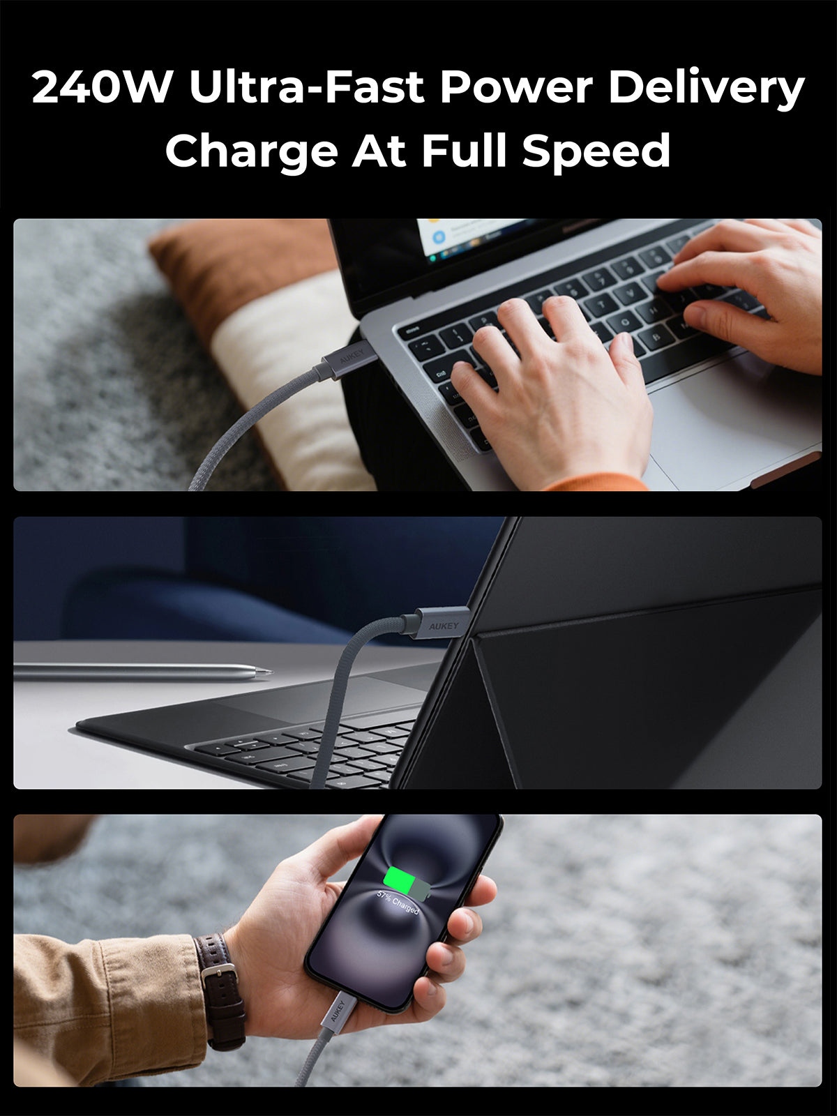 AUKEY CB-DCC321 USB-C to USB-C Cable (240W / 20Gbp / 4K 60Hz)