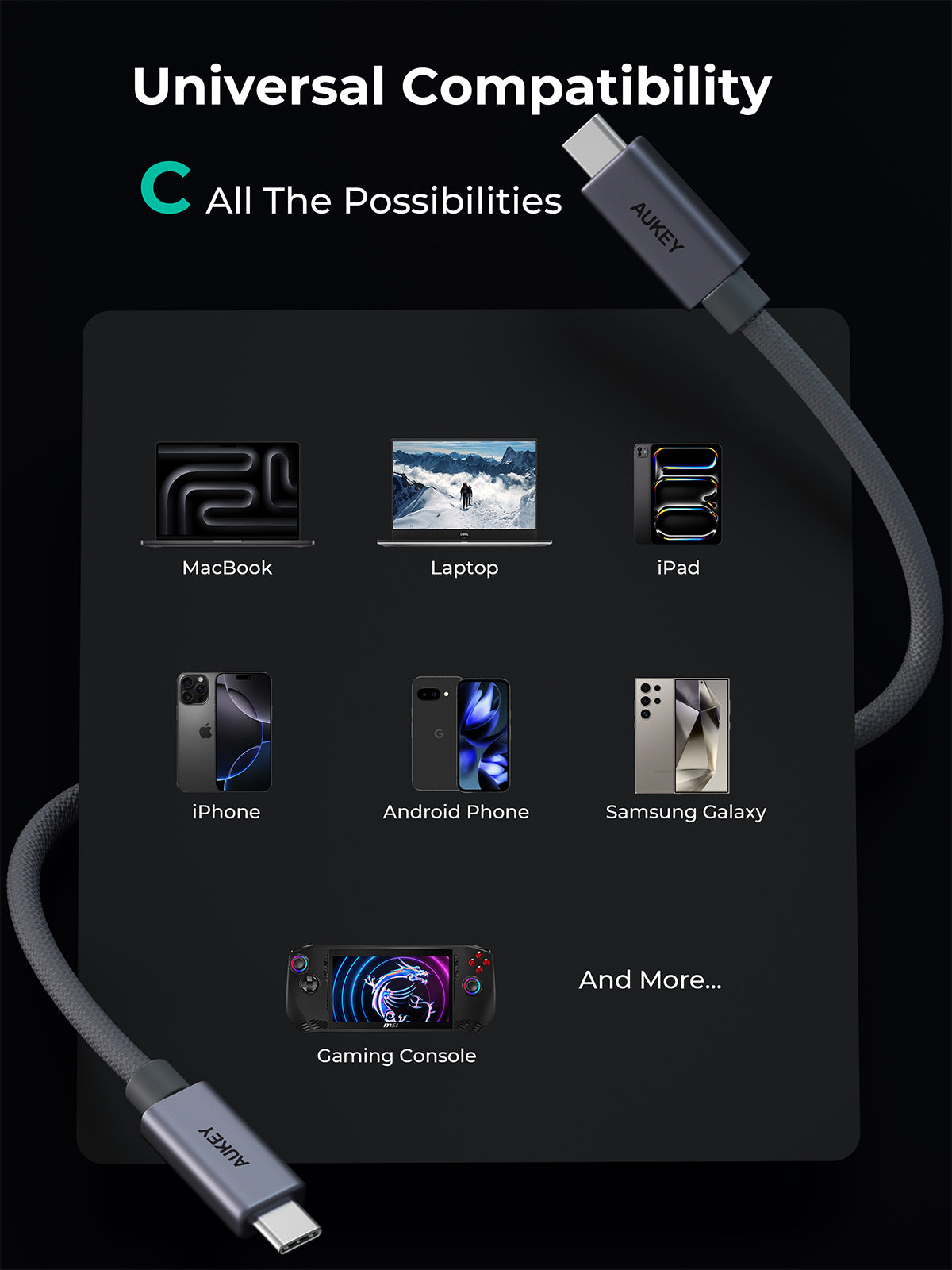 AUKEY CB-DCC321 USB-C to USB-C Cable (240W / 20Gbp / 4K 60Hz)