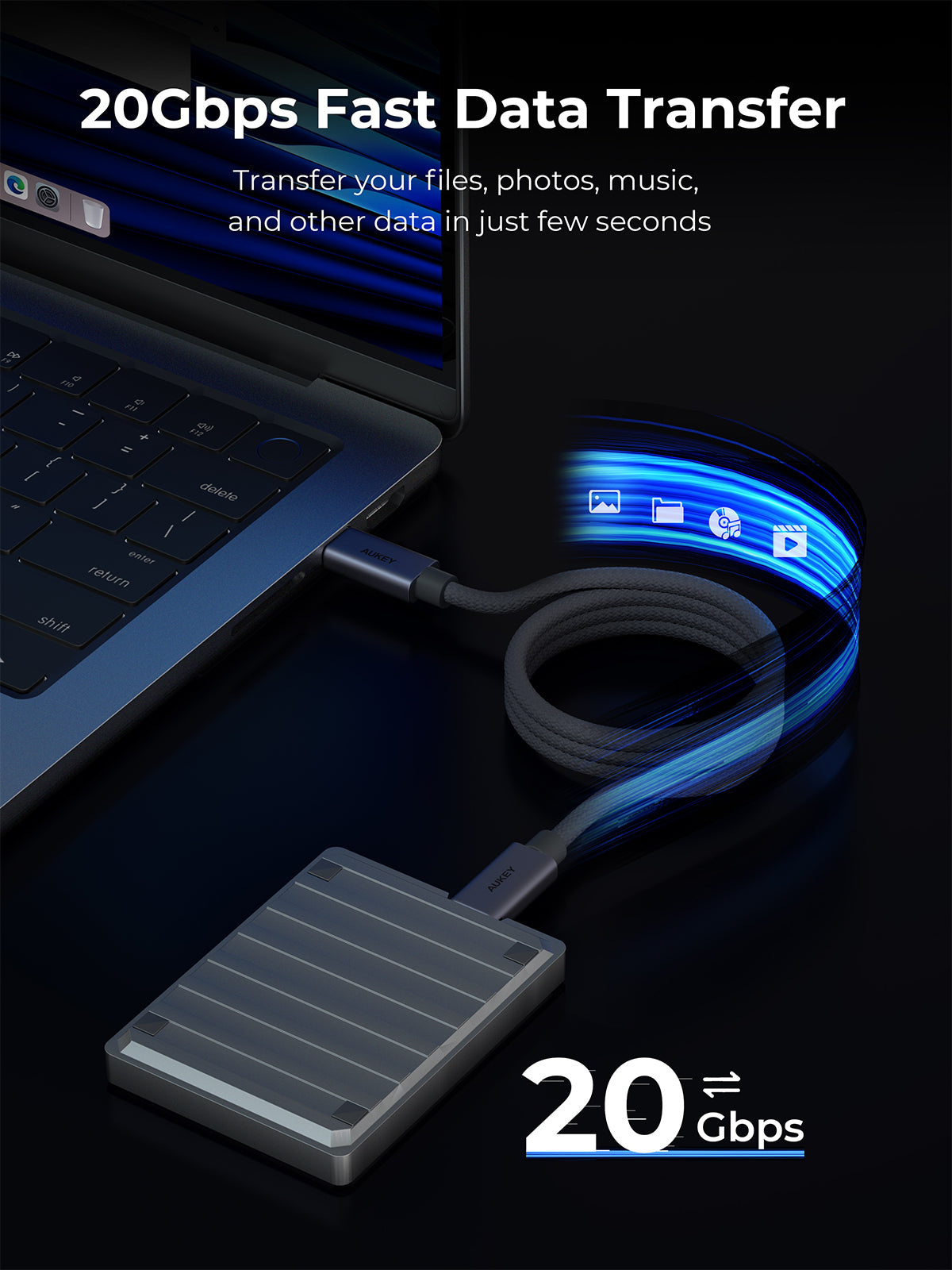 AUKEY CB-DCC321 USB-C to USB-C Cable (240W / 20Gbp / 4K 60Hz)