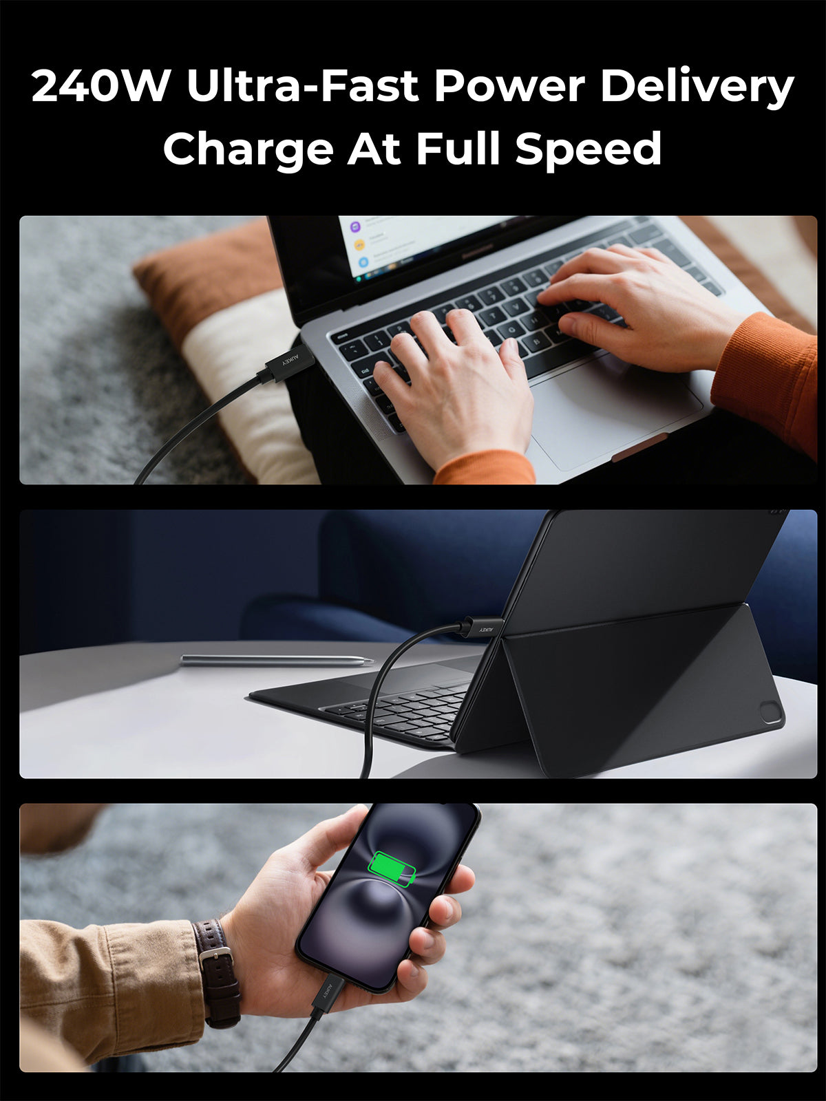 AUKEY CB-DCC402 USB-C to USB-C Cable (240W / 80Gbp / 16K 60Hz )