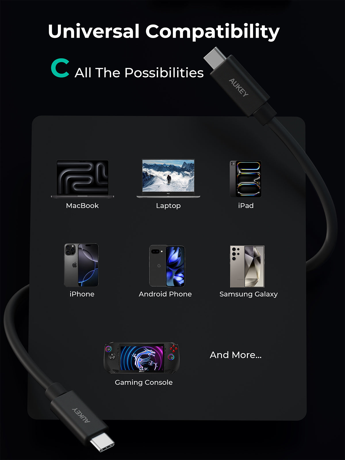 AUKEY CB-DCC402 USB-C to USB-C Cable (240W / 80Gbp / 16K 60Hz )