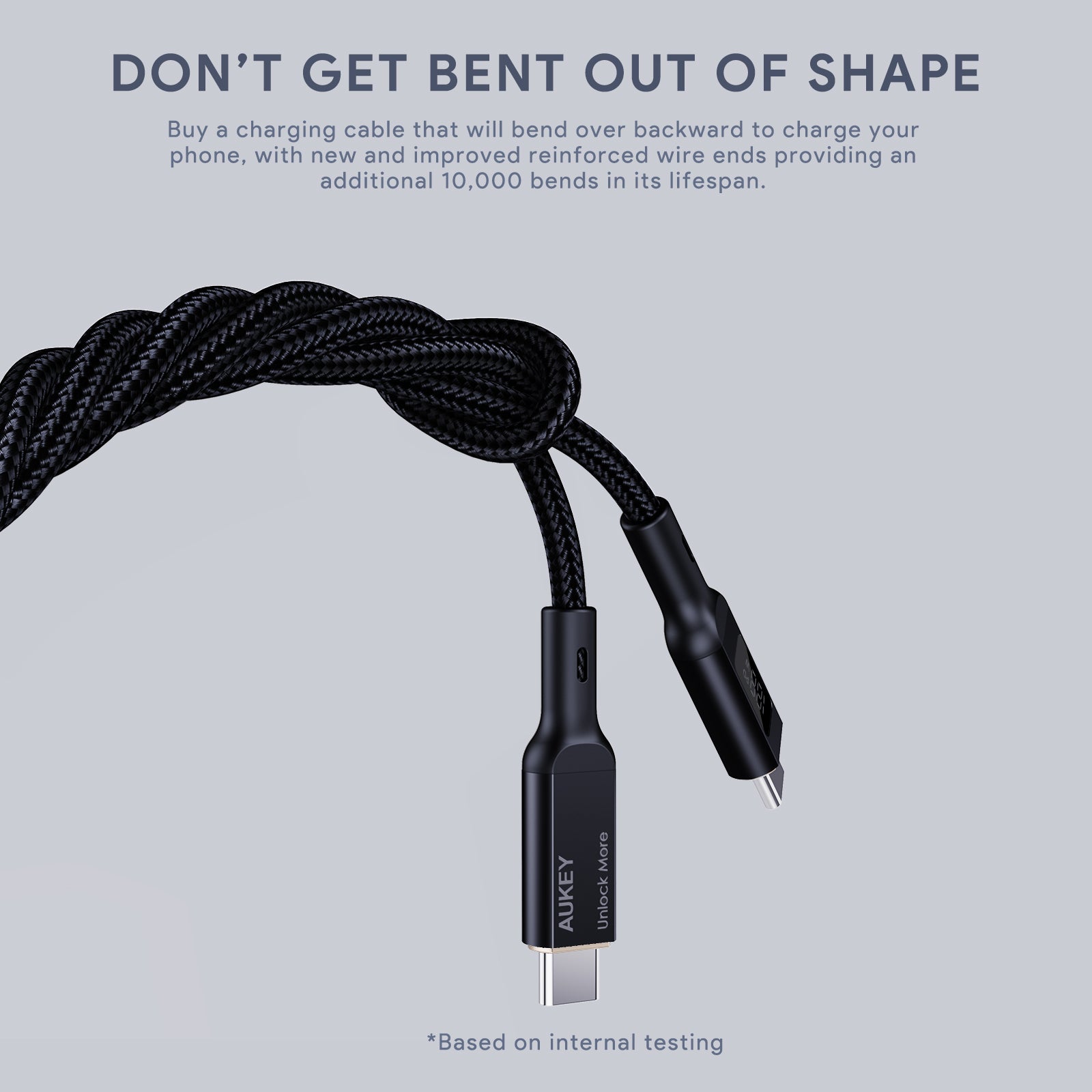 AUKEY CB-MCC101 Circlet Blink 100W 1m 100W Nylon Braided USB-C to USB-C Cable with LCD Display