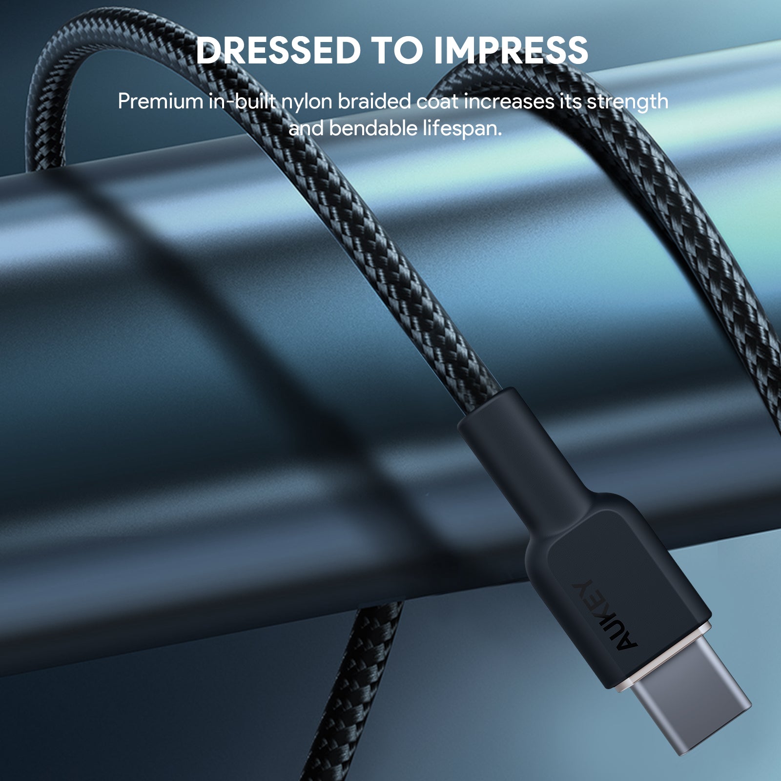 AUKEY CB-NCC Series Circlet CC 60W 1m   Nylon Braided USB-C to USB-C Cable