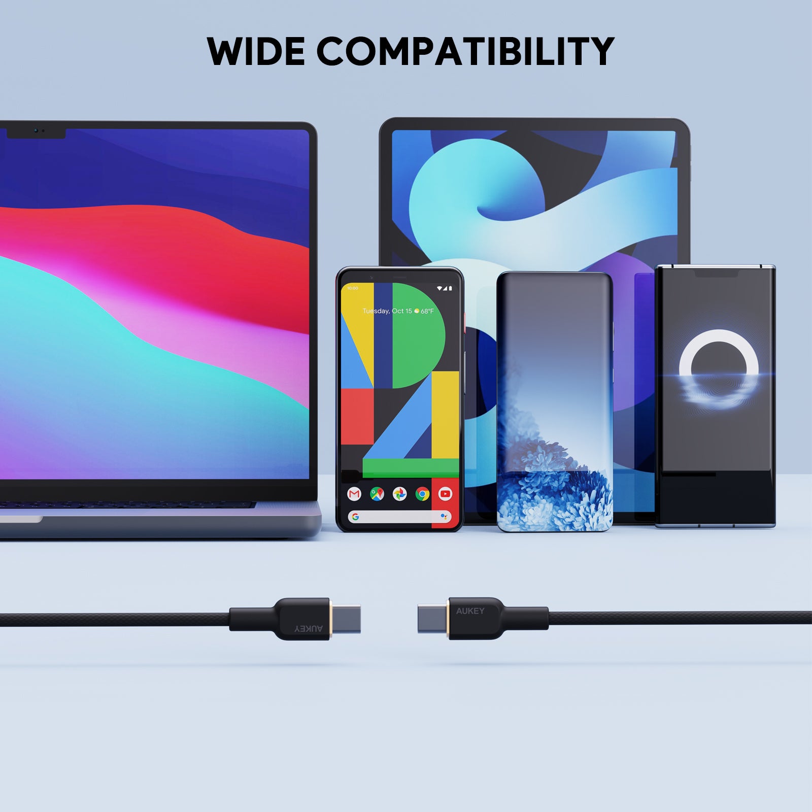 AUKEY CB-NCC Series Circlet CC 60W 1m   Nylon Braided USB-C to USB-C Cable