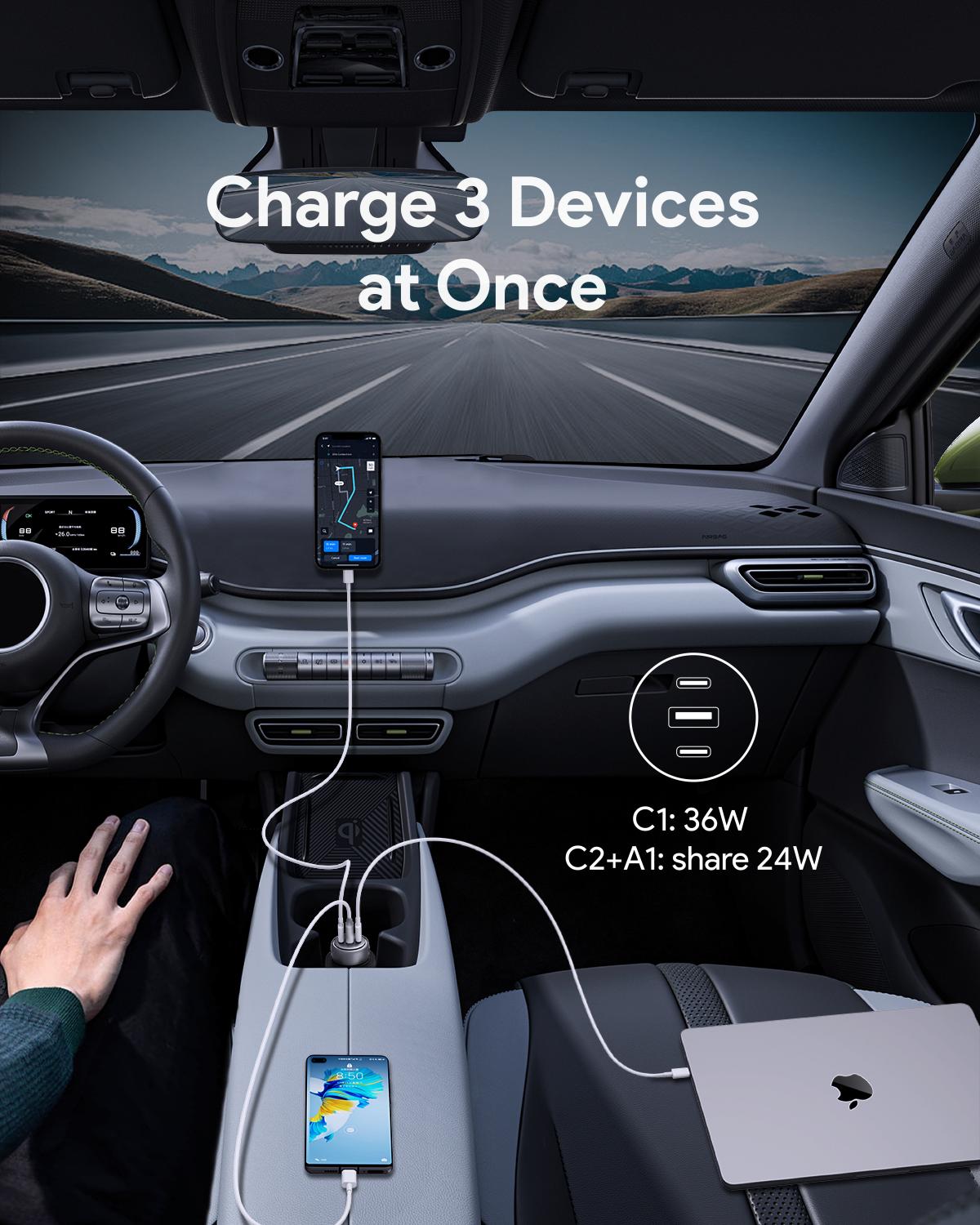 AUKEY CC-P1 Pathfinder Mix 3 66W Fast Charging Car Charger