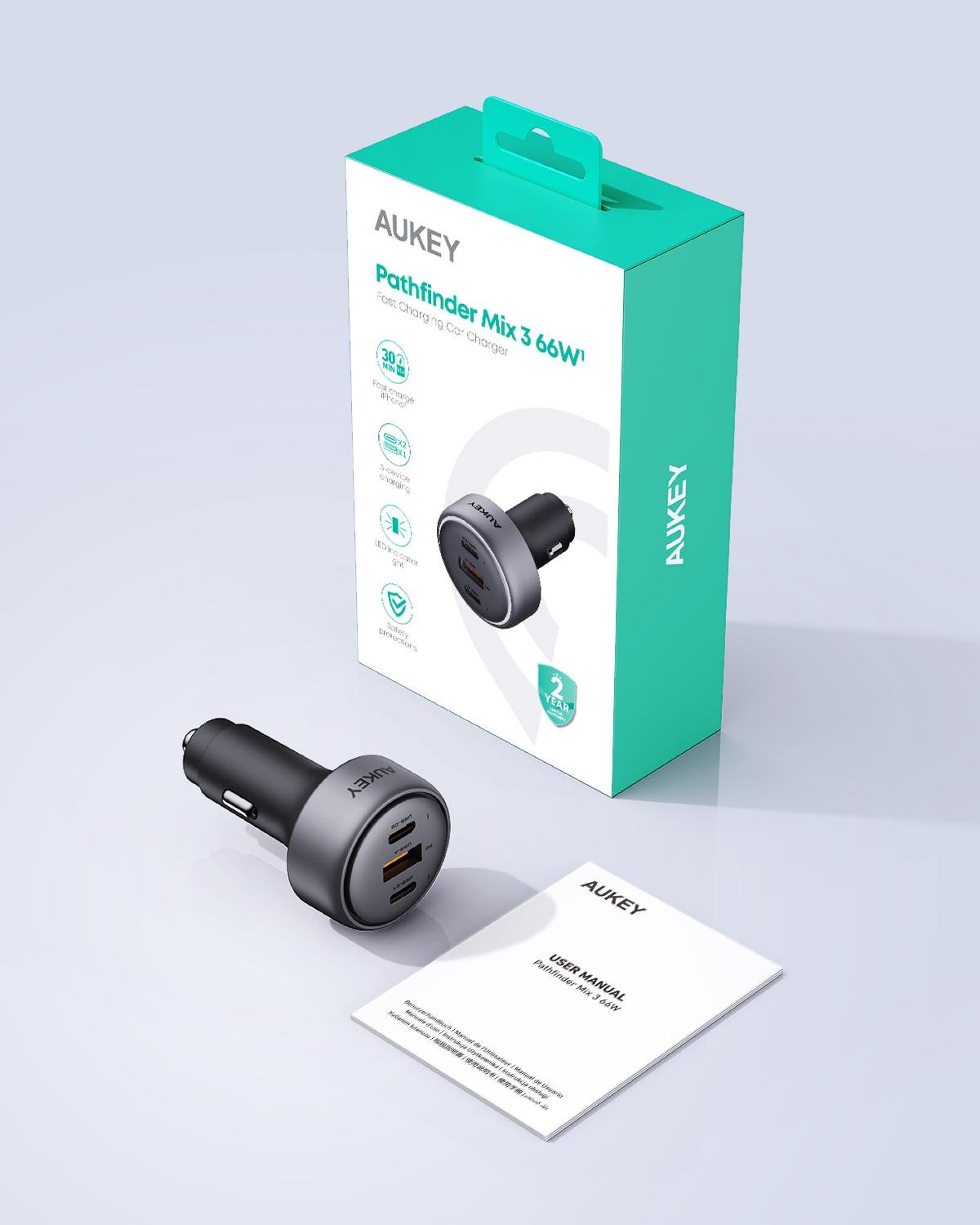 AUKEY CC-P1 Pathfinder Mix 3 66W Fast Charging Car Charger