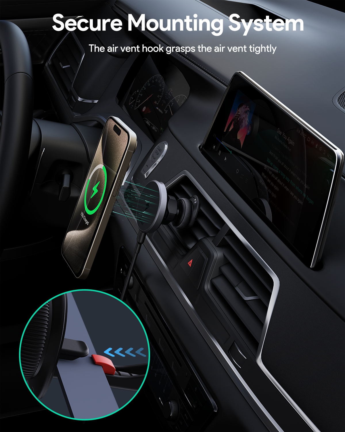 AUKEY MagFusion Dash Qi2 Wireless Charging Phone Mount HD-MC13