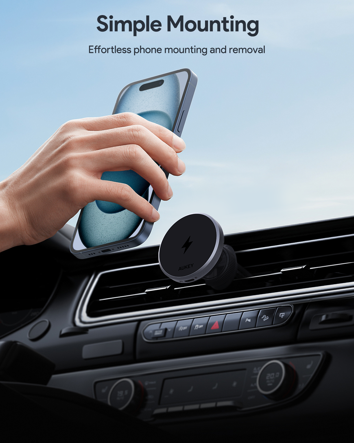 AUKEY MagFusion Dash Qi2 Wireless Charging Phone Mount HD-MC13