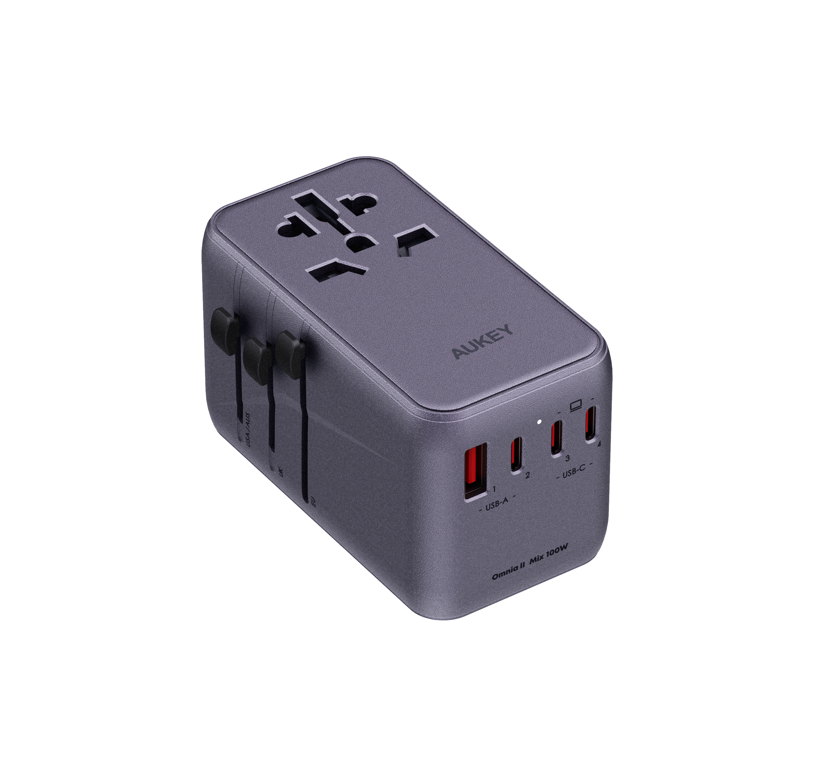 Adaptateur universel Travel Mate 100 W GaN avec ports USB