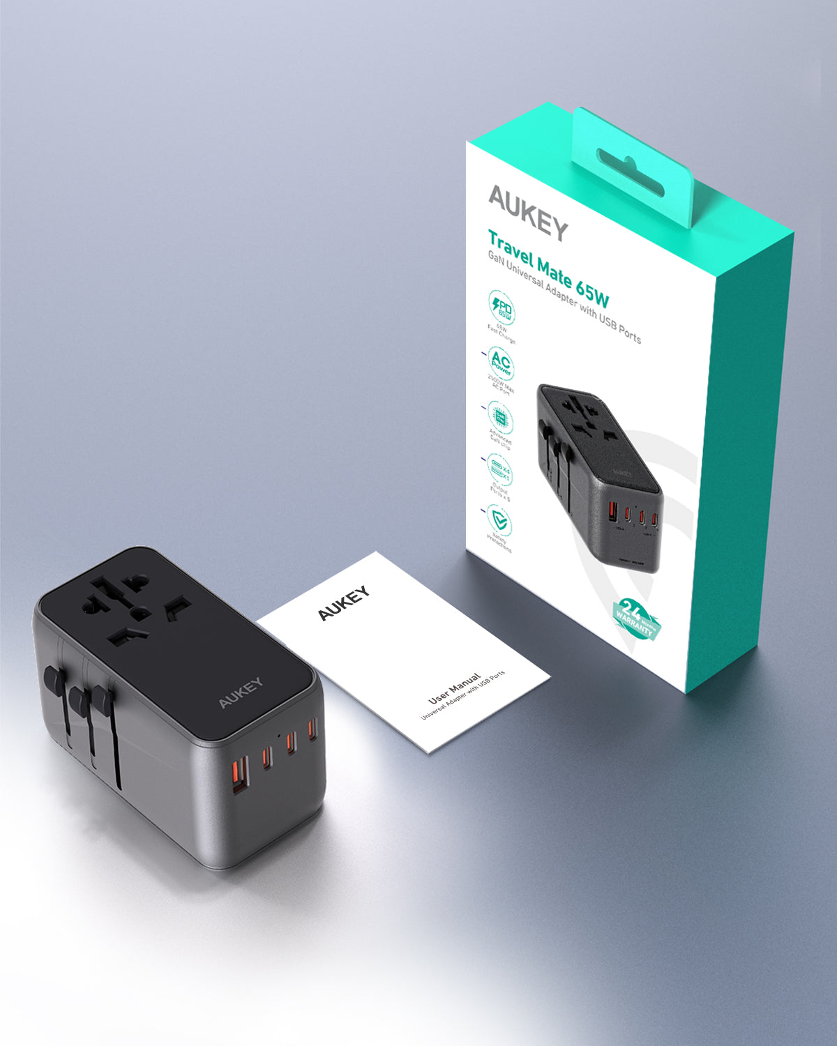 Adaptateur universel Travel Mate 100 W GaN avec ports USB