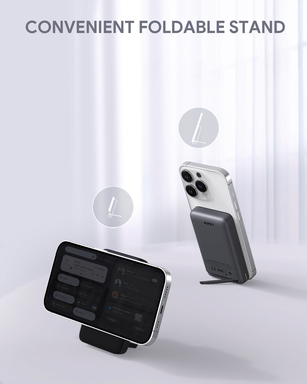AUKEY PB-MS02 MagFusion 10000mAh 30W Magnetic Wireless Charging Power Bank USB C-C Included Gray