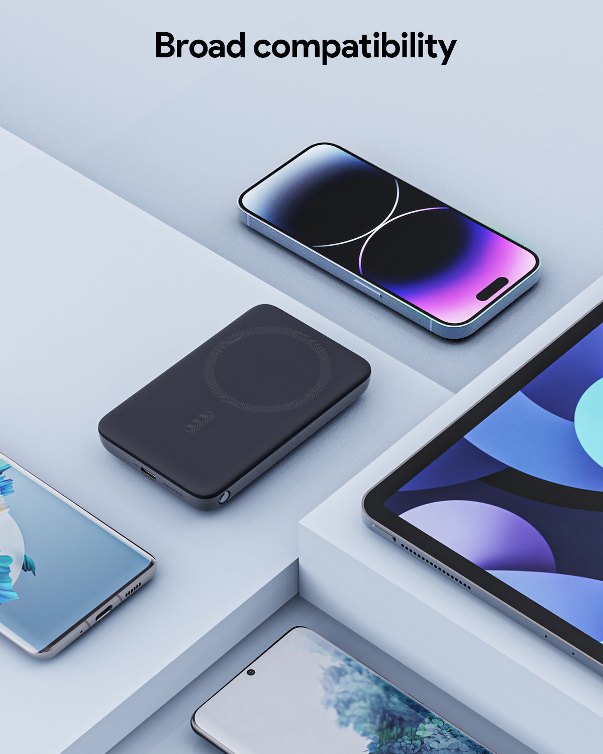 AUKEY MagFusion 6700 20W magnetic wireless power bank with broad device compatibility