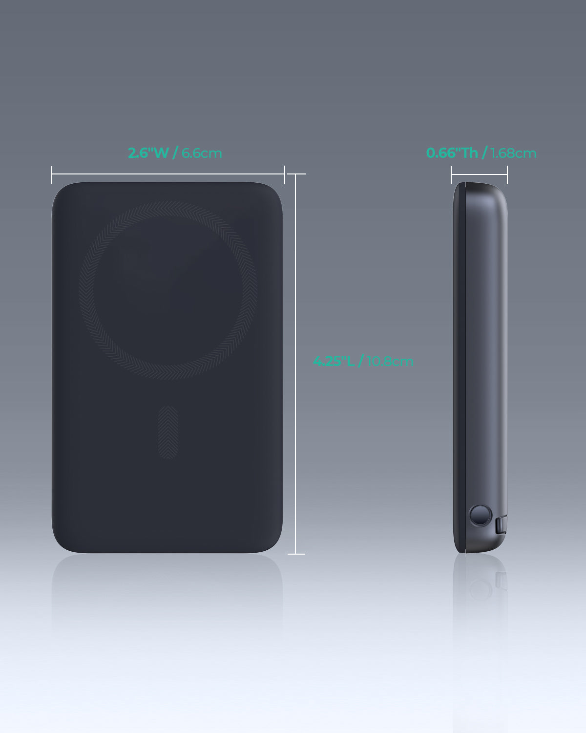 AUKEY MagFusion 6700 20W magnetic wireless charging power bank with compact dimensions