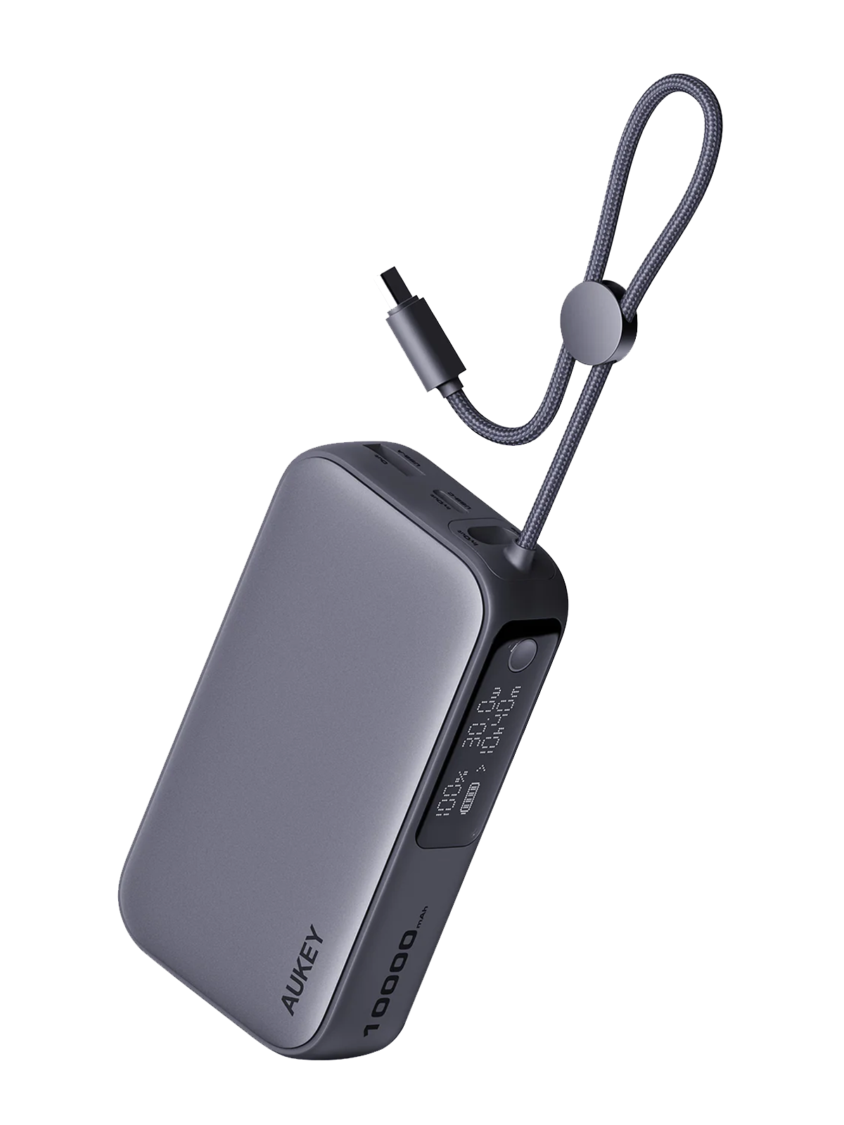 AUKEY Spark Sling 10000 Compact Fast Charging Power Bank with Built-in USB-C Cable PB-Y47