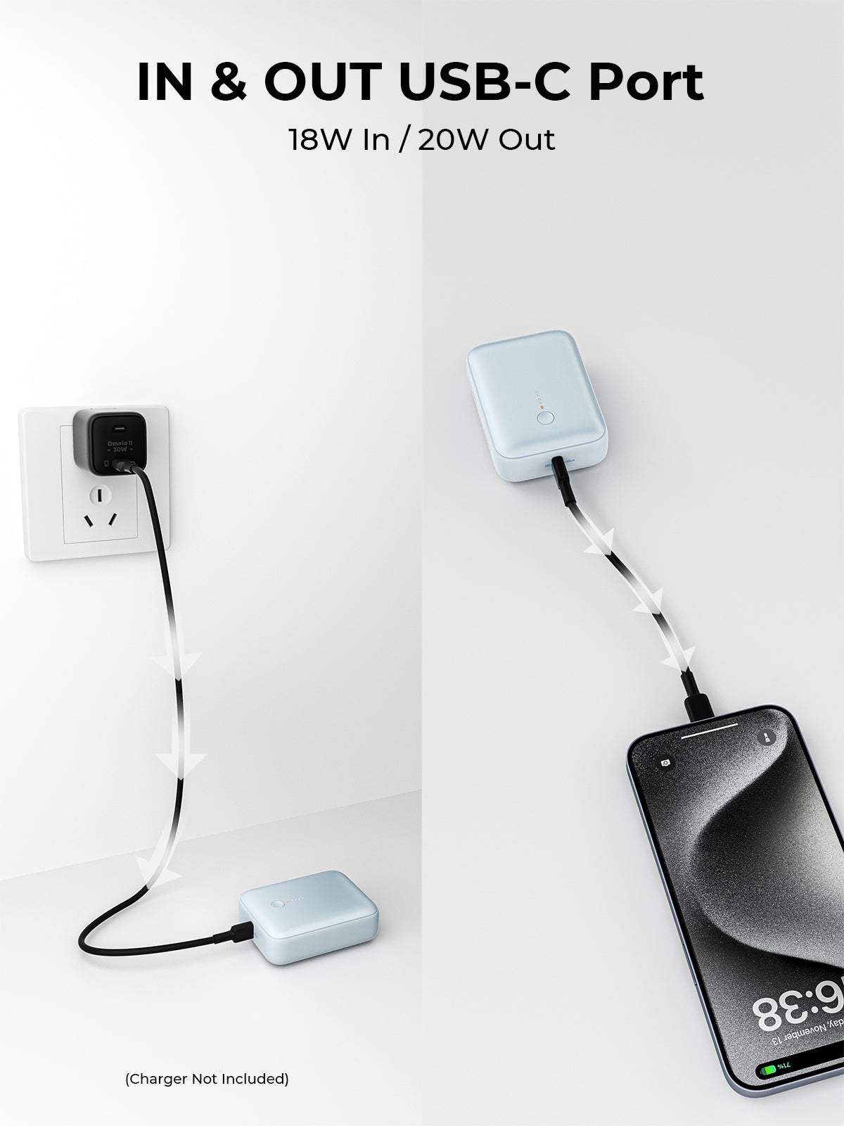 Slim Power Bank AUKEY Spark Mini 10000mAh Compact Battery Pack PB-Y55