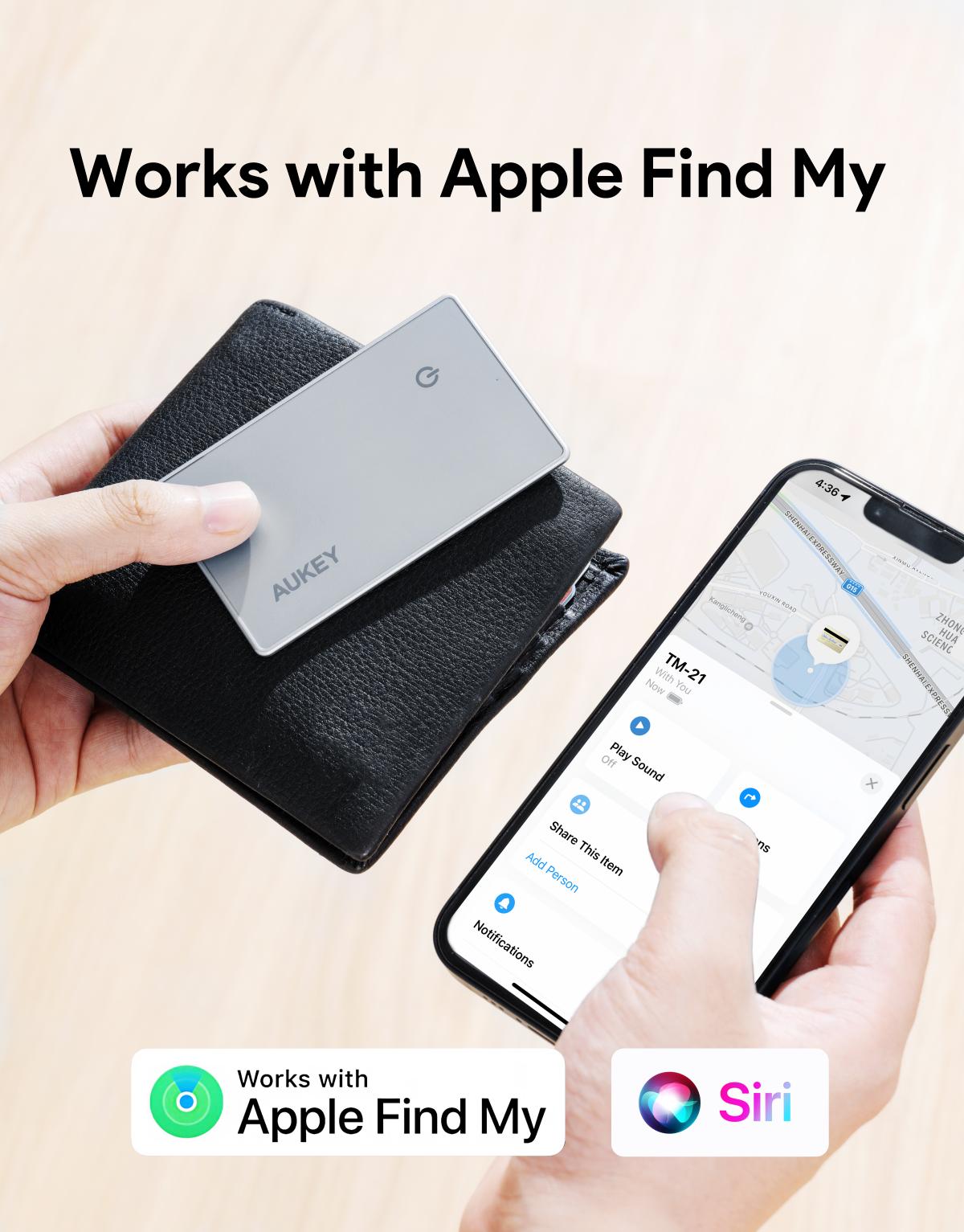 AUKEY TM-21 Track Mate 3 Bluetooth Tracker compatible with Apple Find My and Siri