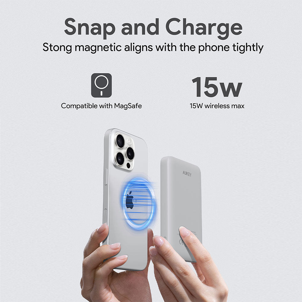 AUKEY MagFusion 5000 Slim 5000mAh Magnetic Wireless Charging Power Bank PB-MS03
