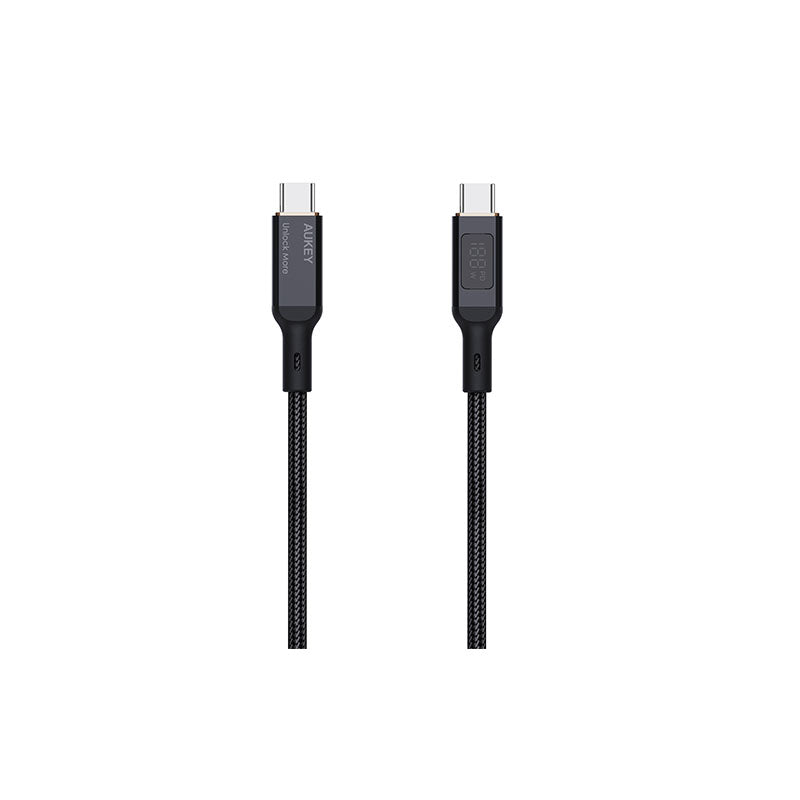 AUKEY CB-MCC101 Circlet Blink 100W 1m 100W Nylon Braided USB-C to USB-C Cable with LCD Display