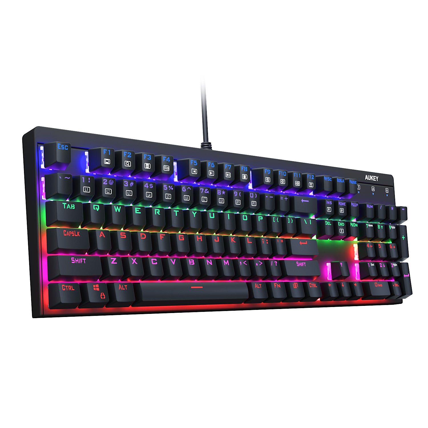 AUKEY KM G6 Wired Keyboard Mechanical For Windows Gaming PC 104 Keys