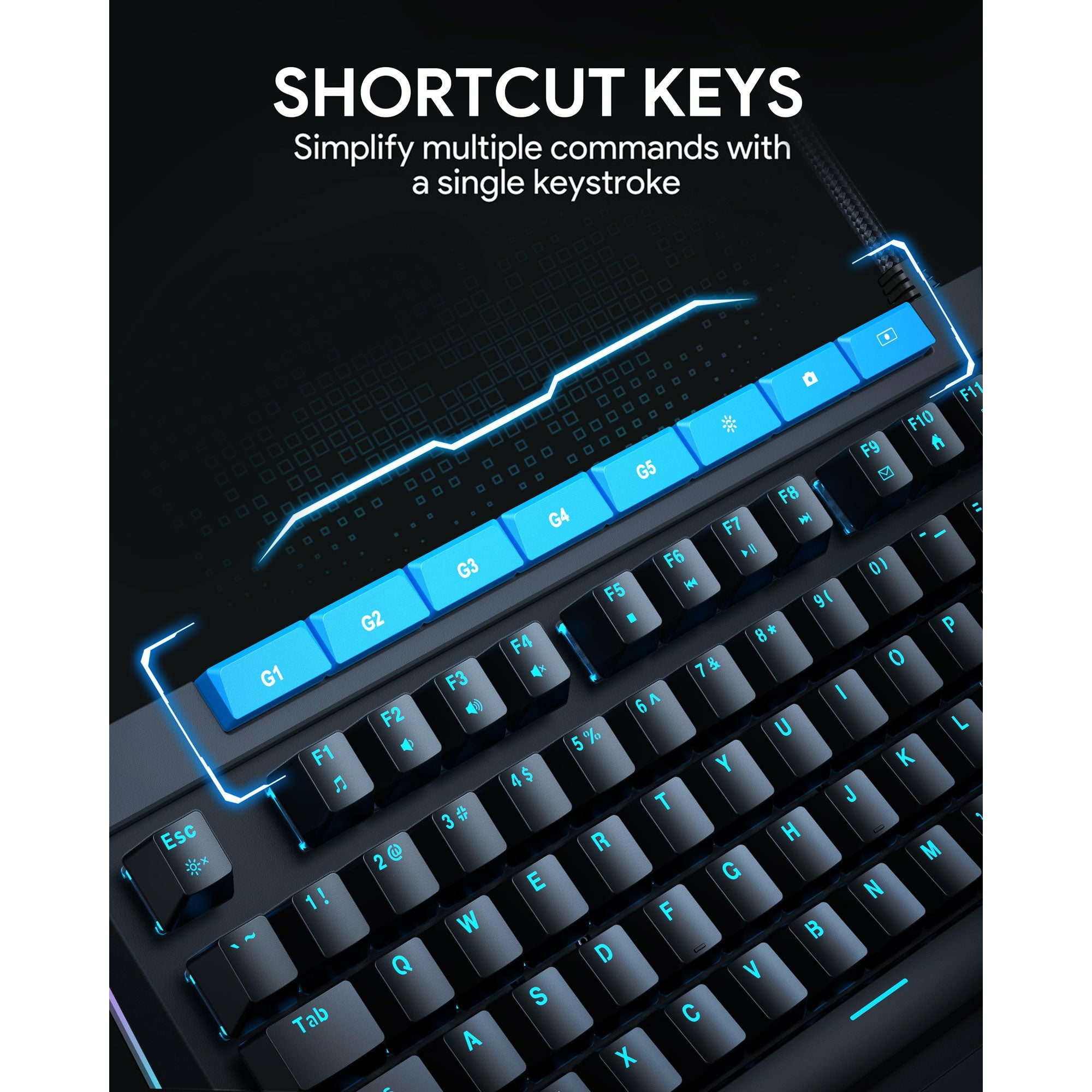 AUKEY KMG17 Mechanical Keyboard Blue Switches 104key with Volume Control Button