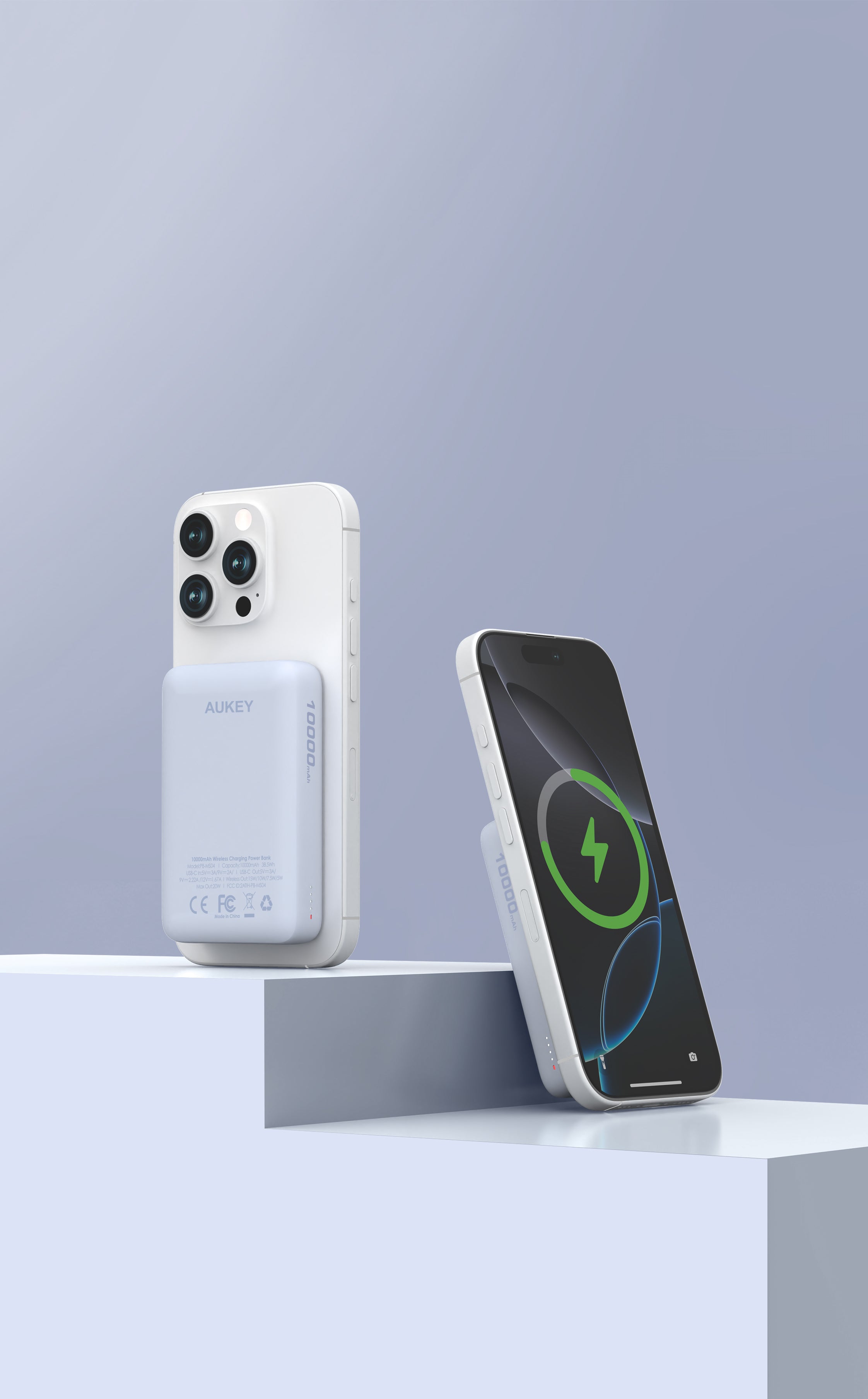 AUKEY MagFusion 10000mAh magnetic wireless charging power bank with iPhones