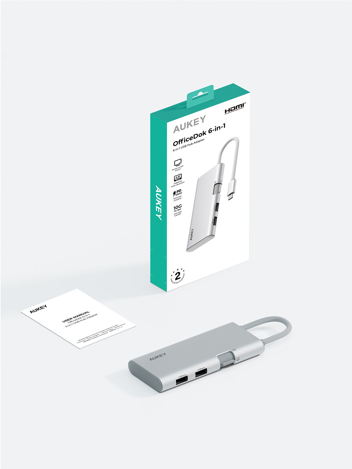 AUKEY UH-CUH02 OfficeDok  6-in-1 USB-C Hub